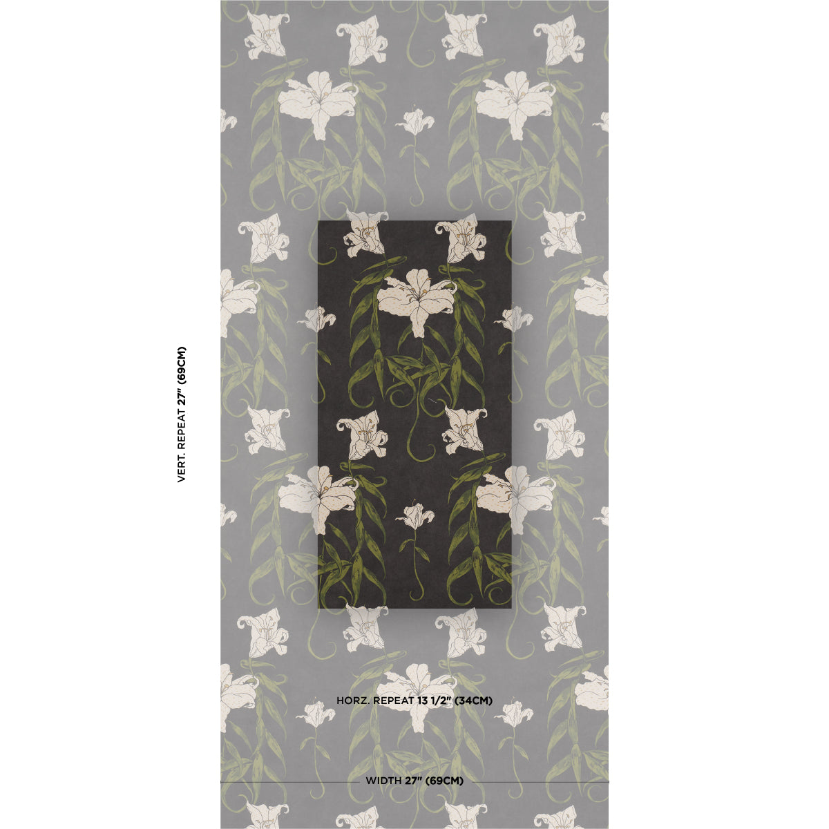 Lady Lilith Wallpaper in carbon color - pattern number 5017382 - by Schumacher in the Backdrop I collection