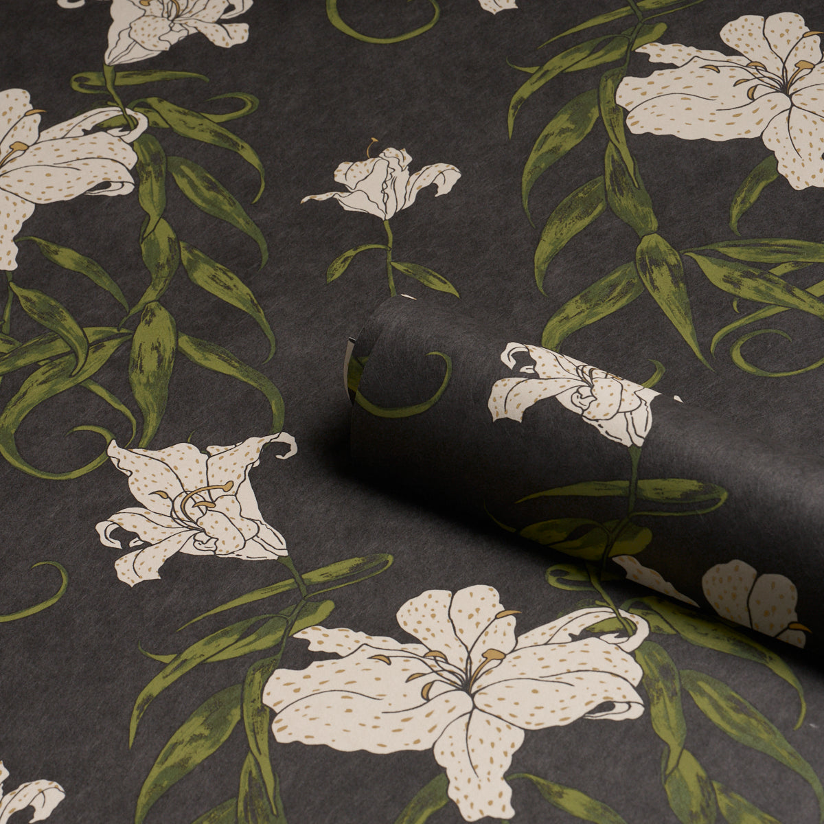 Lady Lilith Wallpaper in carbon color - pattern number 5017382 - by Schumacher in the Backdrop I collection
