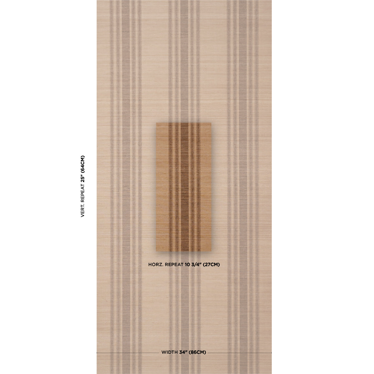 Cassia Silk Stripe Wallpaper in walnut color - pattern number 5017451 - by Schumacher in the Patterson Flynn collection