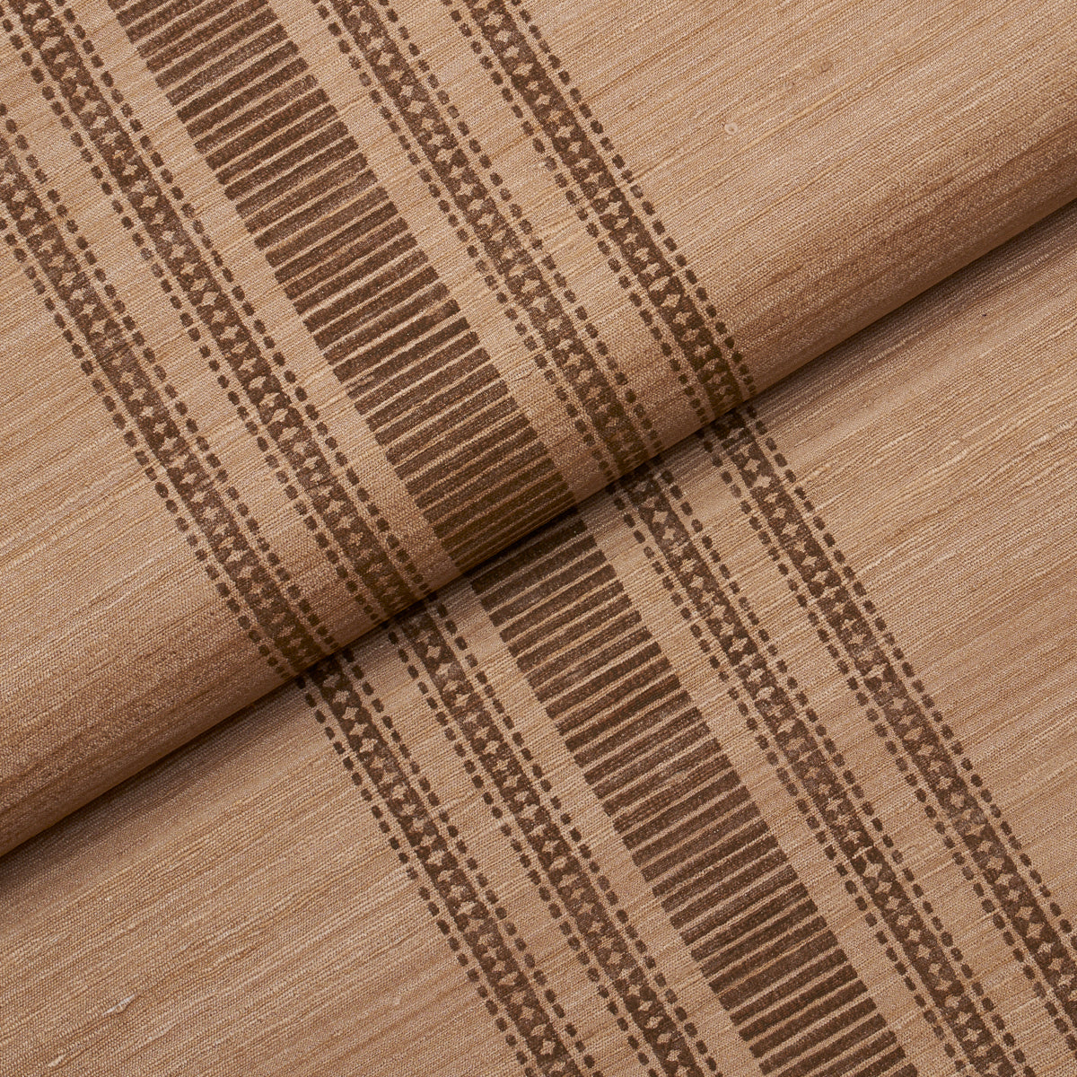 Cassia Silk Stripe Wallpaper in walnut color - pattern number 5017451 - by Schumacher in the Patterson Flynn collection