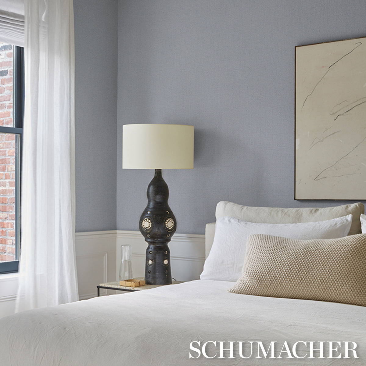 Banbridge Linen Vinyl Wallpaper in oat color - pattern number 5017490 - by Schumacher in the Schumacher Utility collection