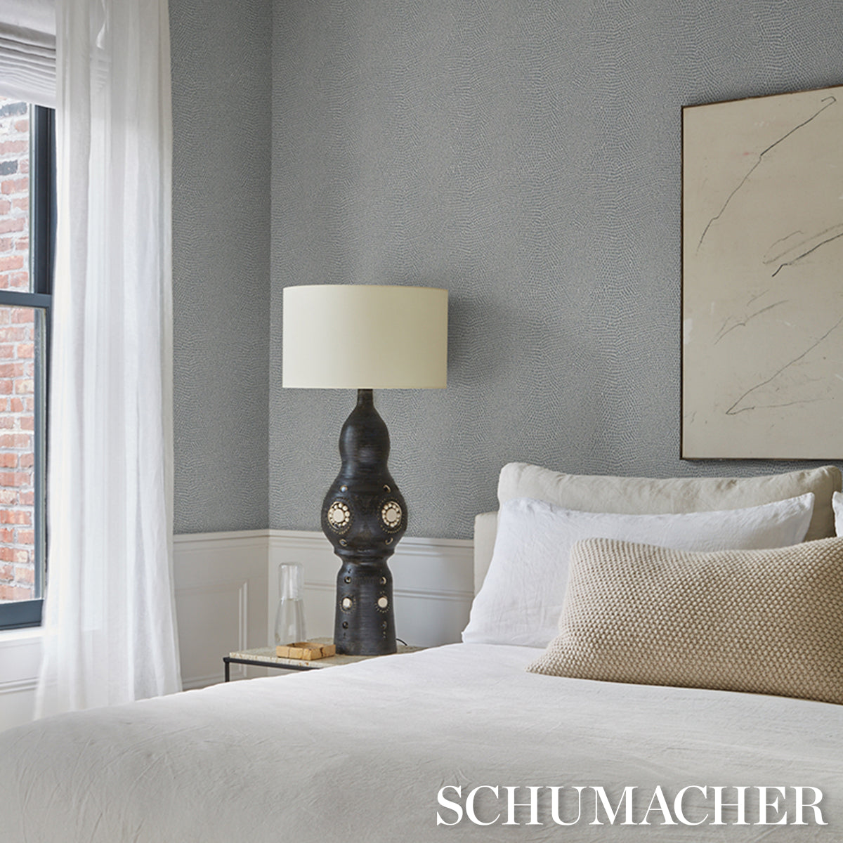 Snakeskin Vinyl Wallpaper in ivory color - pattern number 5017500 - by Schumacher in the Schumacher Utility collection