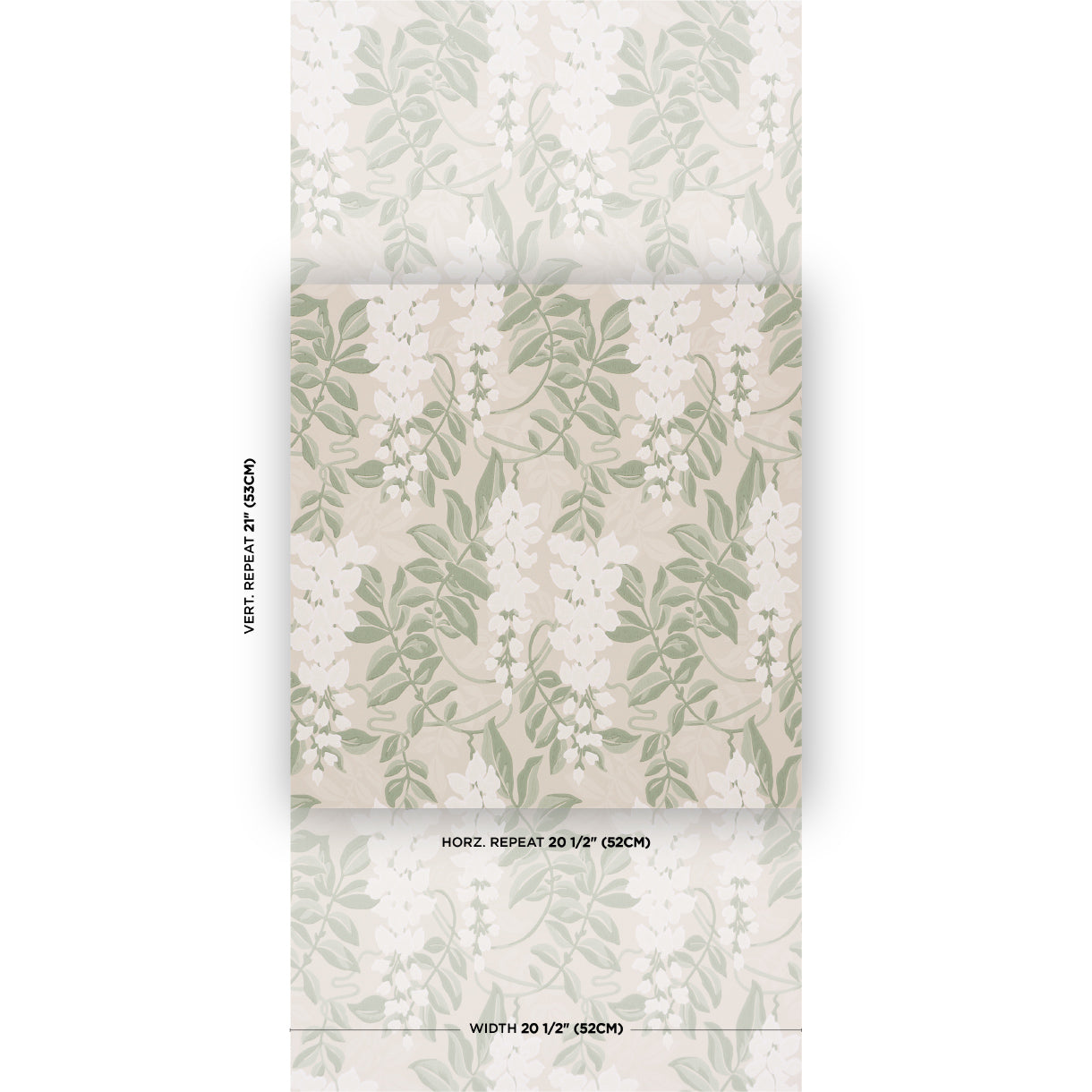Lucia Wisteria Wallpaper in sage color - pattern number 5017530 - by Schumacher in the Schumacher Classics collection