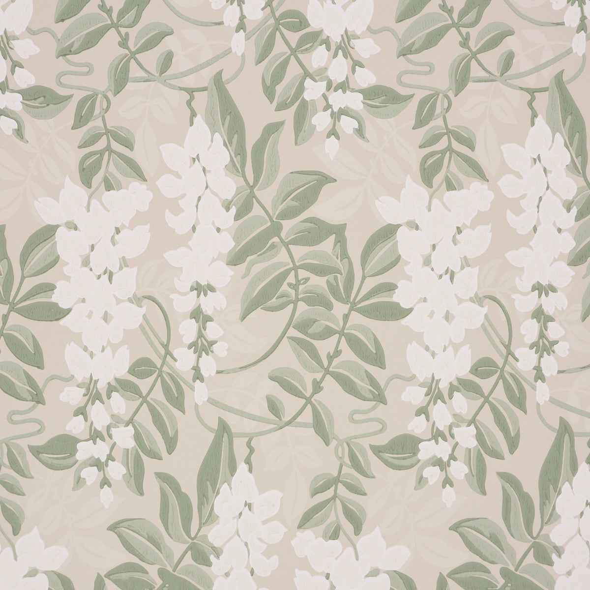Lucia Wisteria Wallpaper in sage color - pattern number 5017530 - by Schumacher in the Schumacher Classics collection