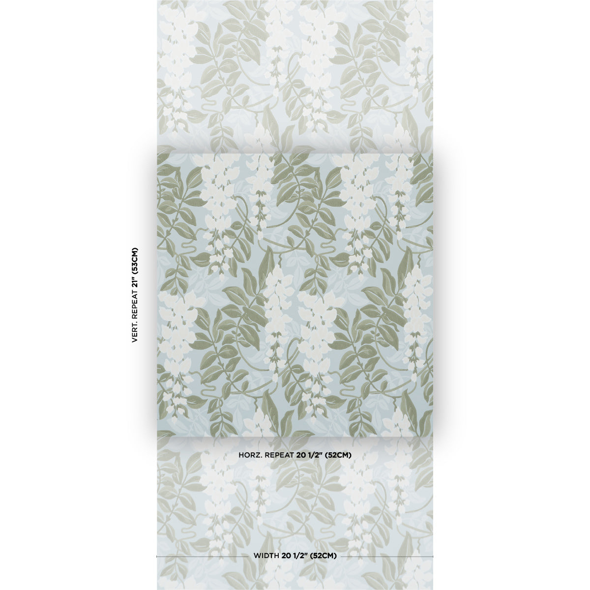 Lucia Wisteria Wallpaper in sky color - pattern number 5017531 - by Schumacher in the Schumacher Classics collection