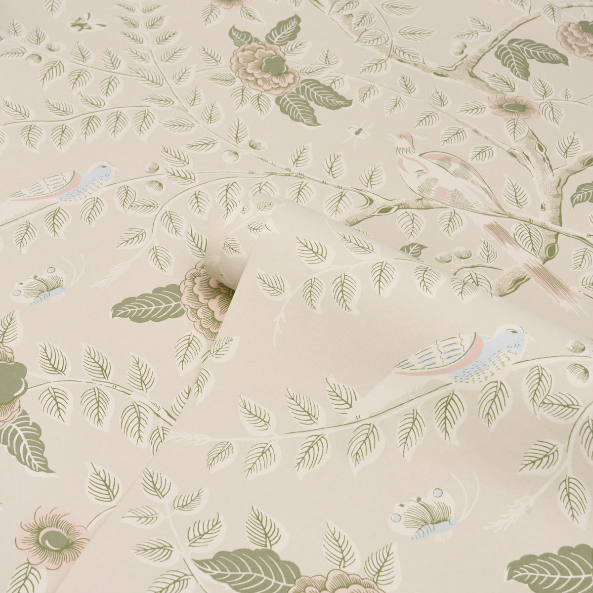 Tole Bird Wallpaper in petal color - pattern number 5017541 - by Schumacher in the Schumacher Classics collection