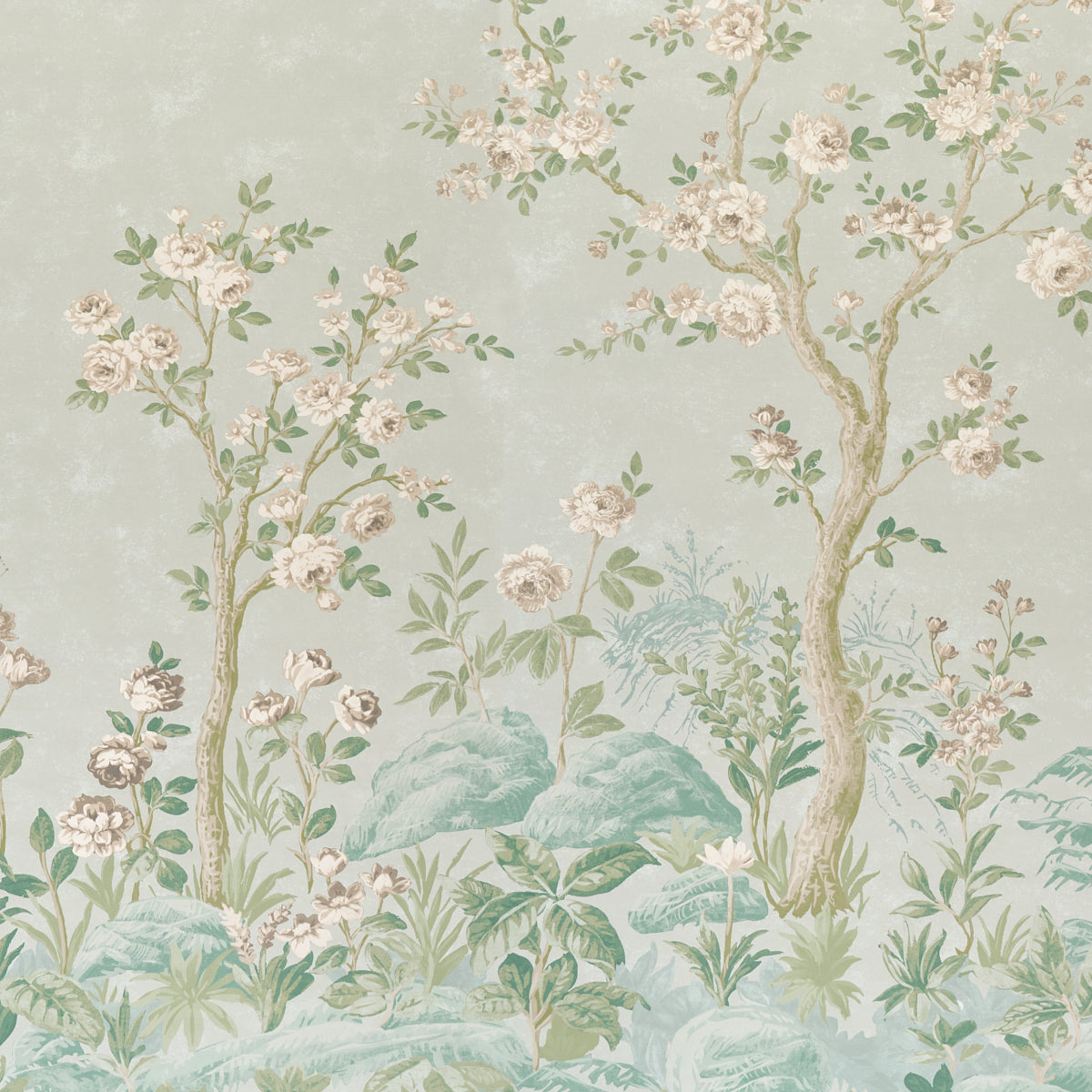 Charlottes Garden 2 Panel Set Wallpaper in celadon color - pattern number 5017551 - by Schumacher in the Schumacher Classics collection