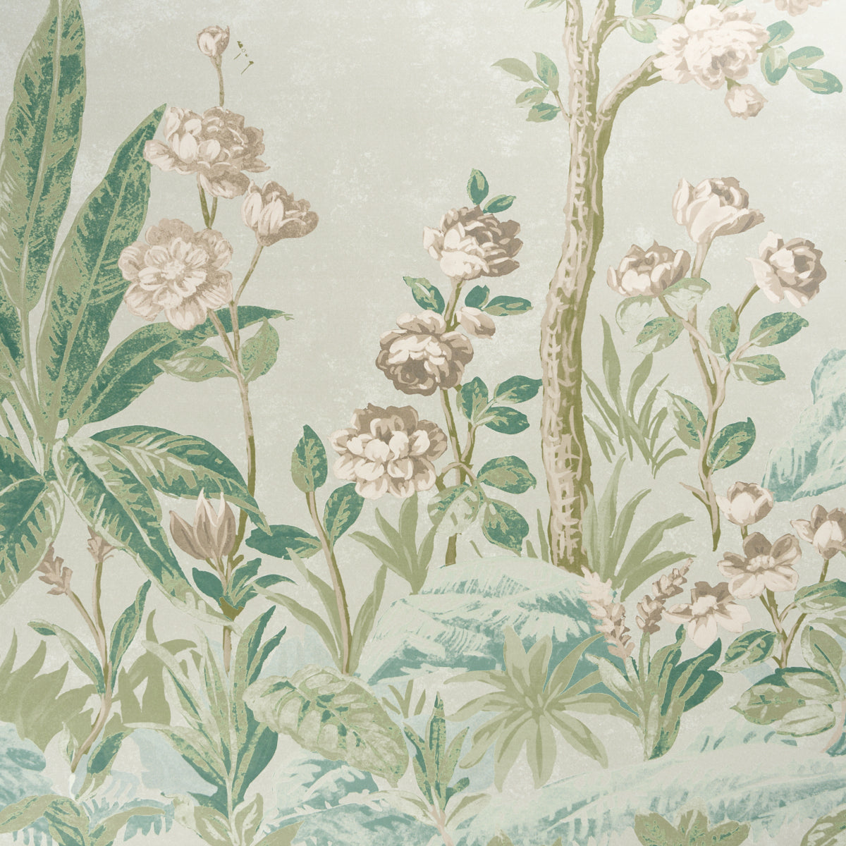 Charlottes Garden 2 Panel Set Wallpaper in celadon color - pattern number 5017551 - by Schumacher in the Schumacher Classics collection