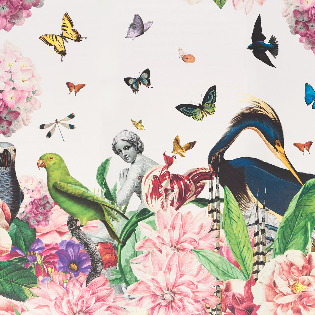Flores Paradisi 4 Panel Set Wallpaper in rose and peony color - pattern number 5017560 - by Schumacher in the Katie Lydon collection