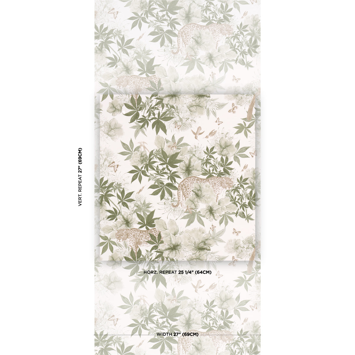 Nocturnum Wallpaper in ivory and olive color - pattern number 5017570 - by Schumacher in the Katie Lydon collection
