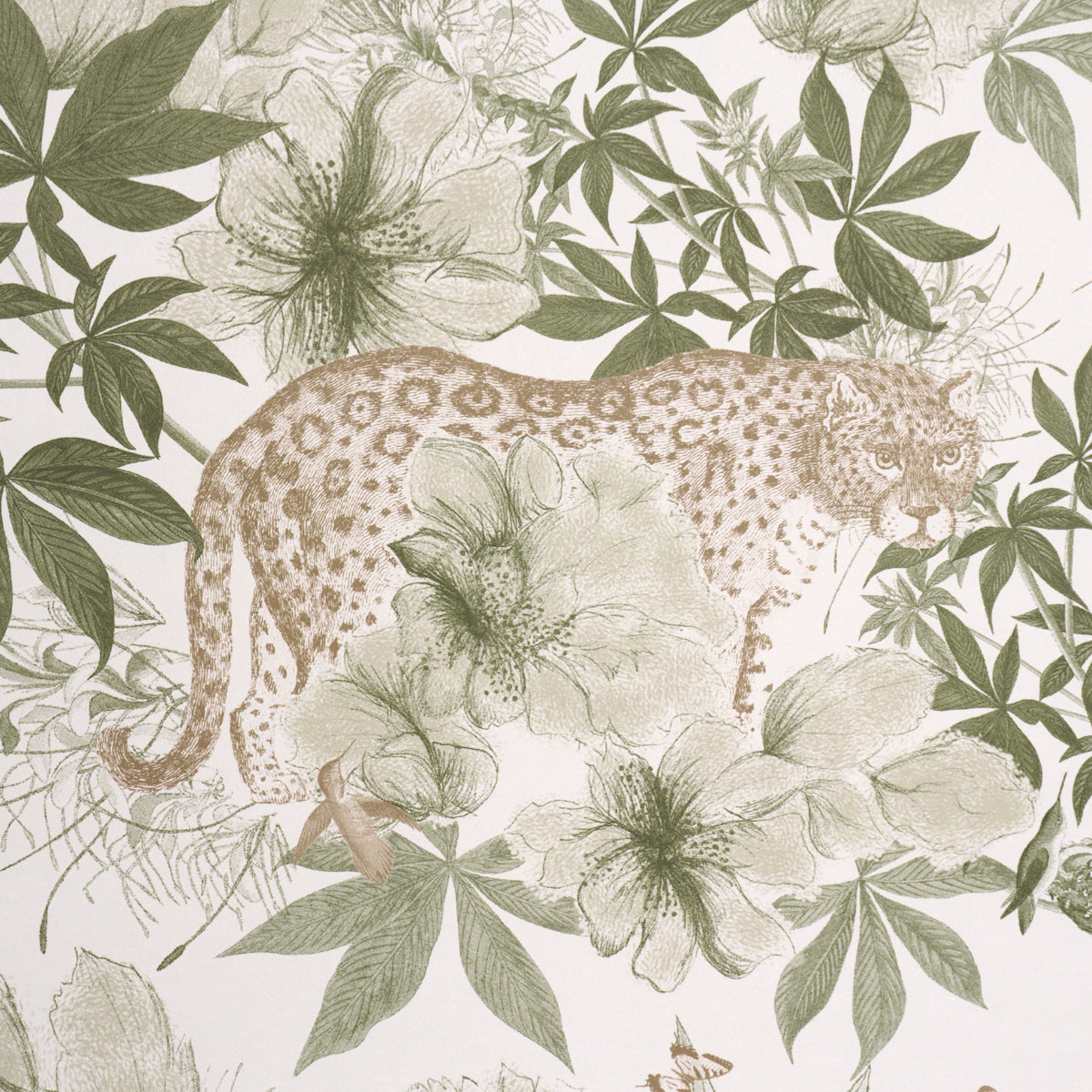 Nocturnum Wallpaper in ivory and olive color - pattern number 5017570 - by Schumacher in the Katie Lydon collection