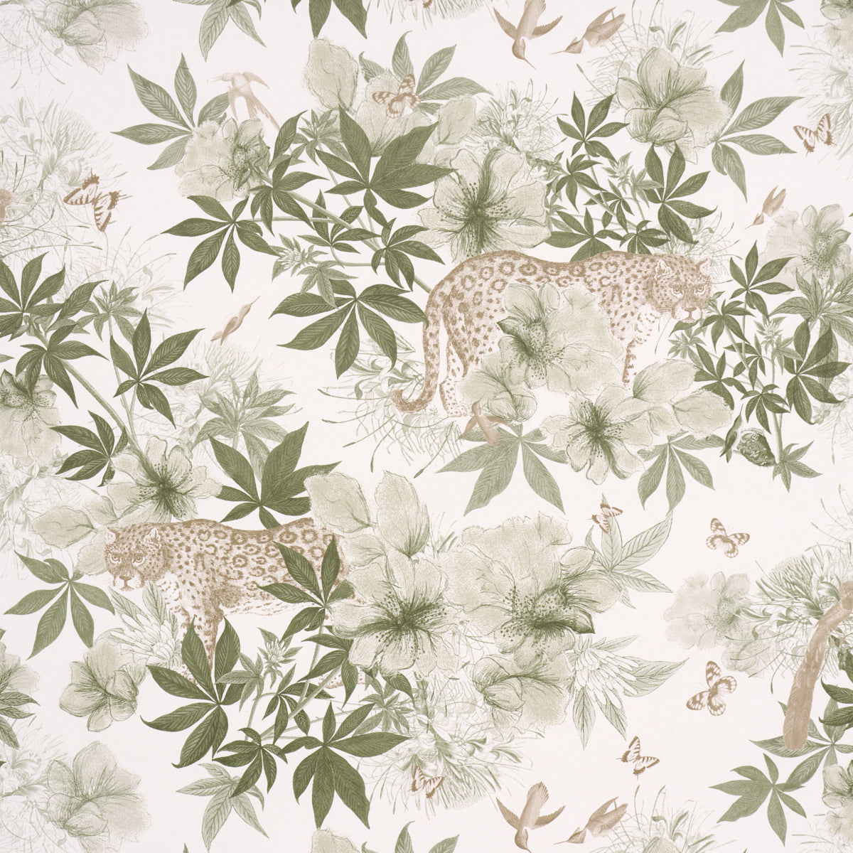 Nocturnum Wallpaper in ivory and olive color - pattern number 5017570 - by Schumacher in the Katie Lydon collection