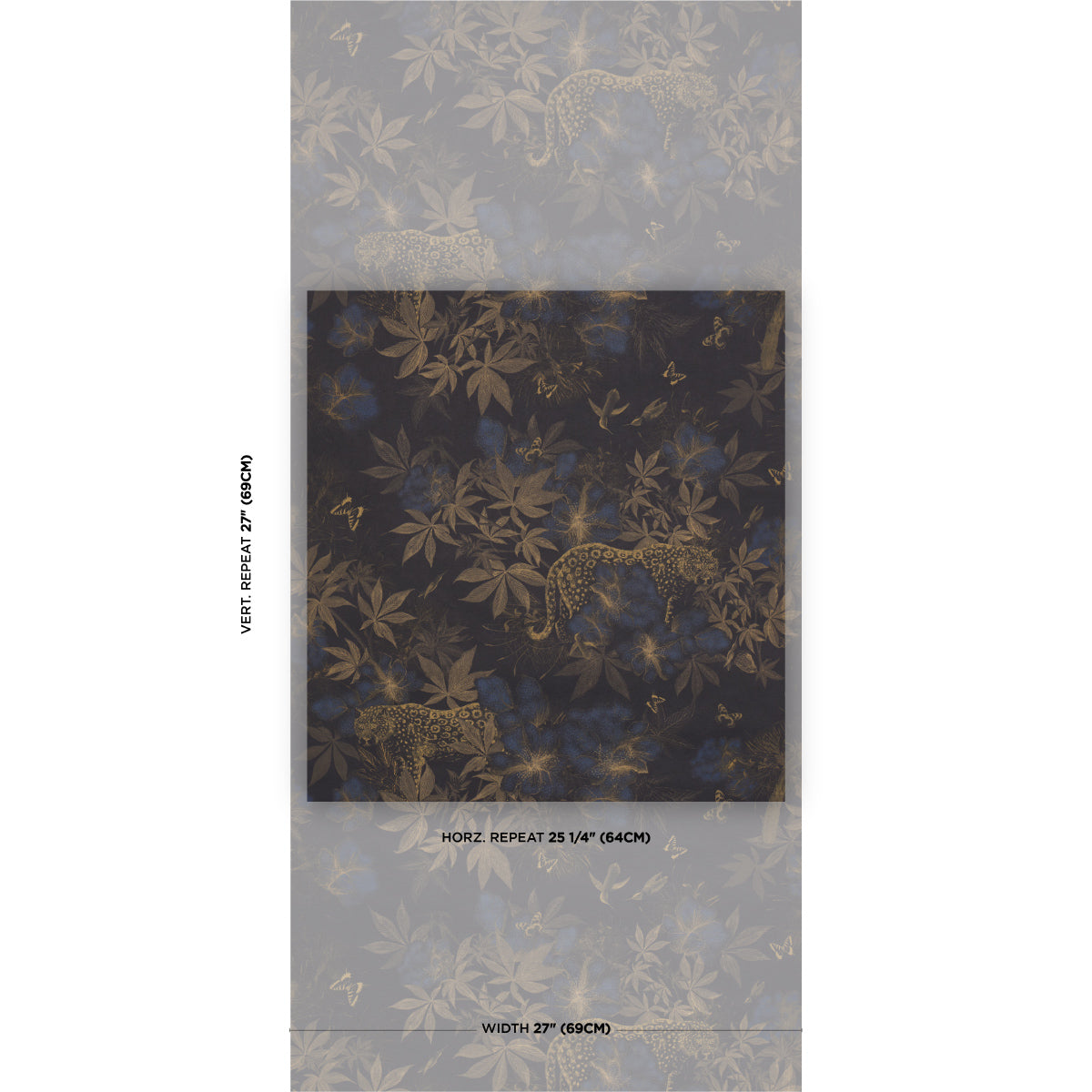 Nocturnum Wallpaper in indigo and ochre color - pattern number 5017571 - by Schumacher in the Katie Lydon collection