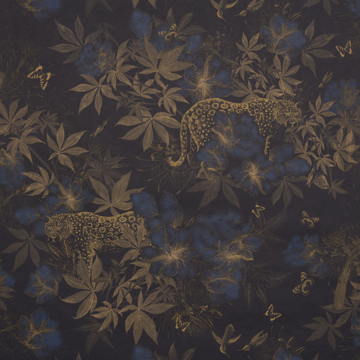 Nocturnum Wallpaper in indigo and ochre color - pattern number 5017571 - by Schumacher in the Katie Lydon collection