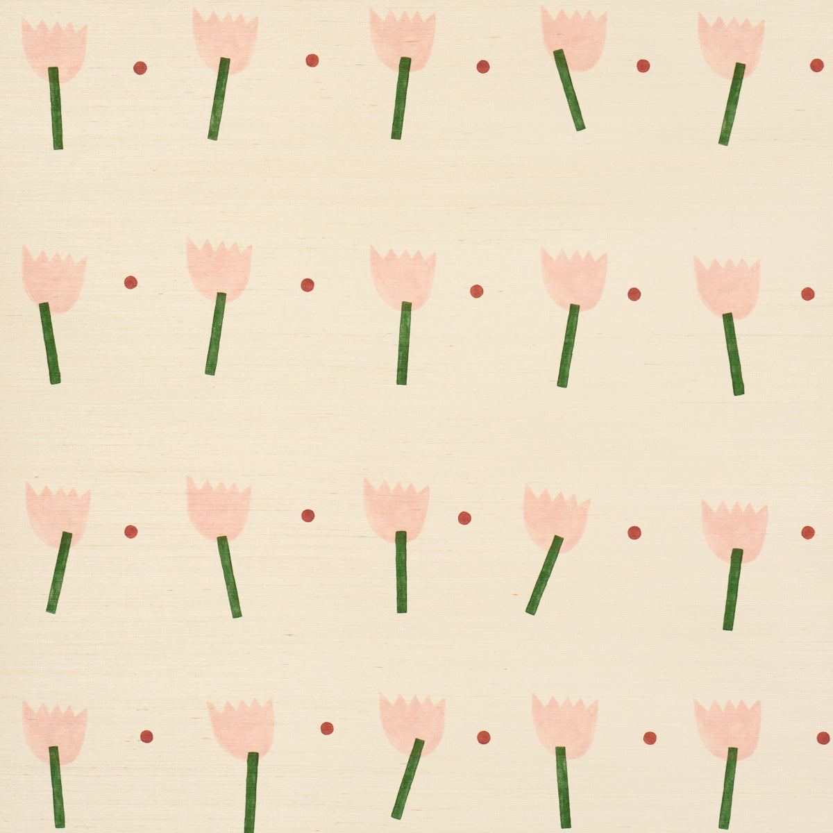 Tulip Play Sisal Wallpaper in Pink color - pattern number 5017600 - by Schumacher in the Perennial Favorites collection