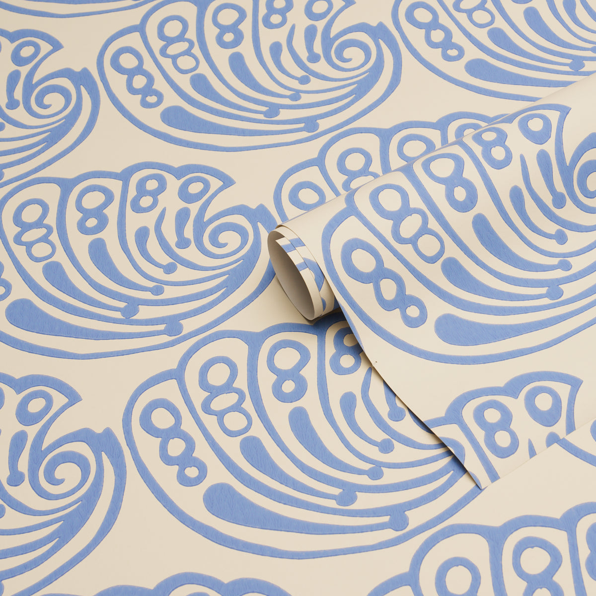 Ramsgate Wallpaper in french blue color - pattern number 5017610 - by Schumacher in the Drusus Tabor collection