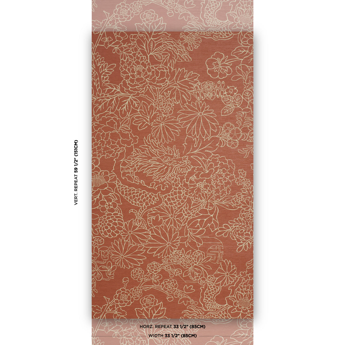 Chiang Mai Dragon Silhouette Raffia Wallpaper in terracotta color - pattern number 5017620 - by Schumacher in the Atelier Paris collection