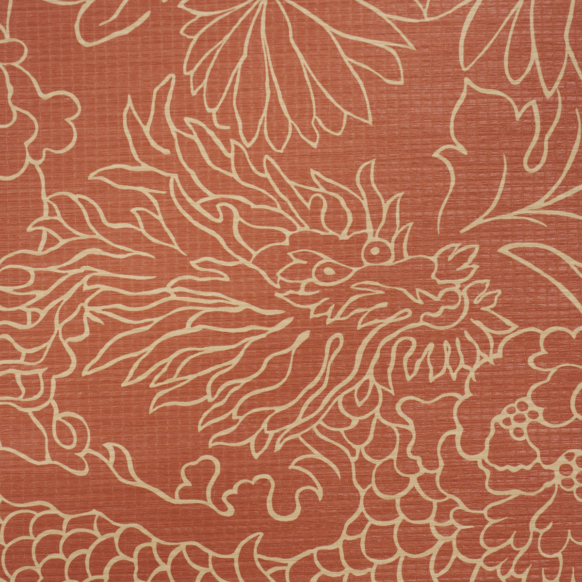 Chiang Mai Dragon Silhouette Raffia Wallpaper in terracotta color - pattern number 5017620 - by Schumacher in the Atelier Paris collection