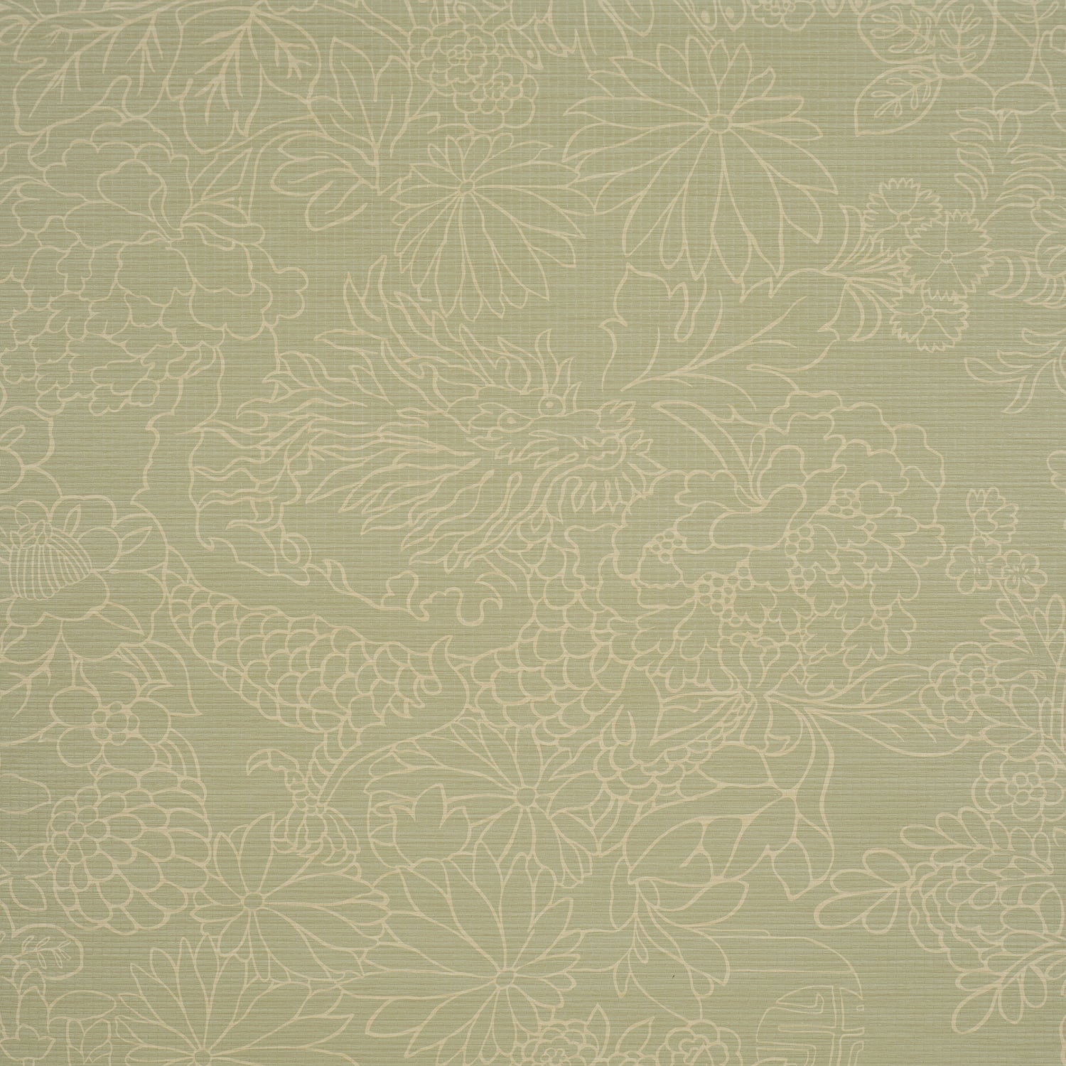 Chiang Mai Dragon Silhouette Raffia Wallpaper in sage color - pattern number 5017621 - by Schumacher in the Atelier Paris collection