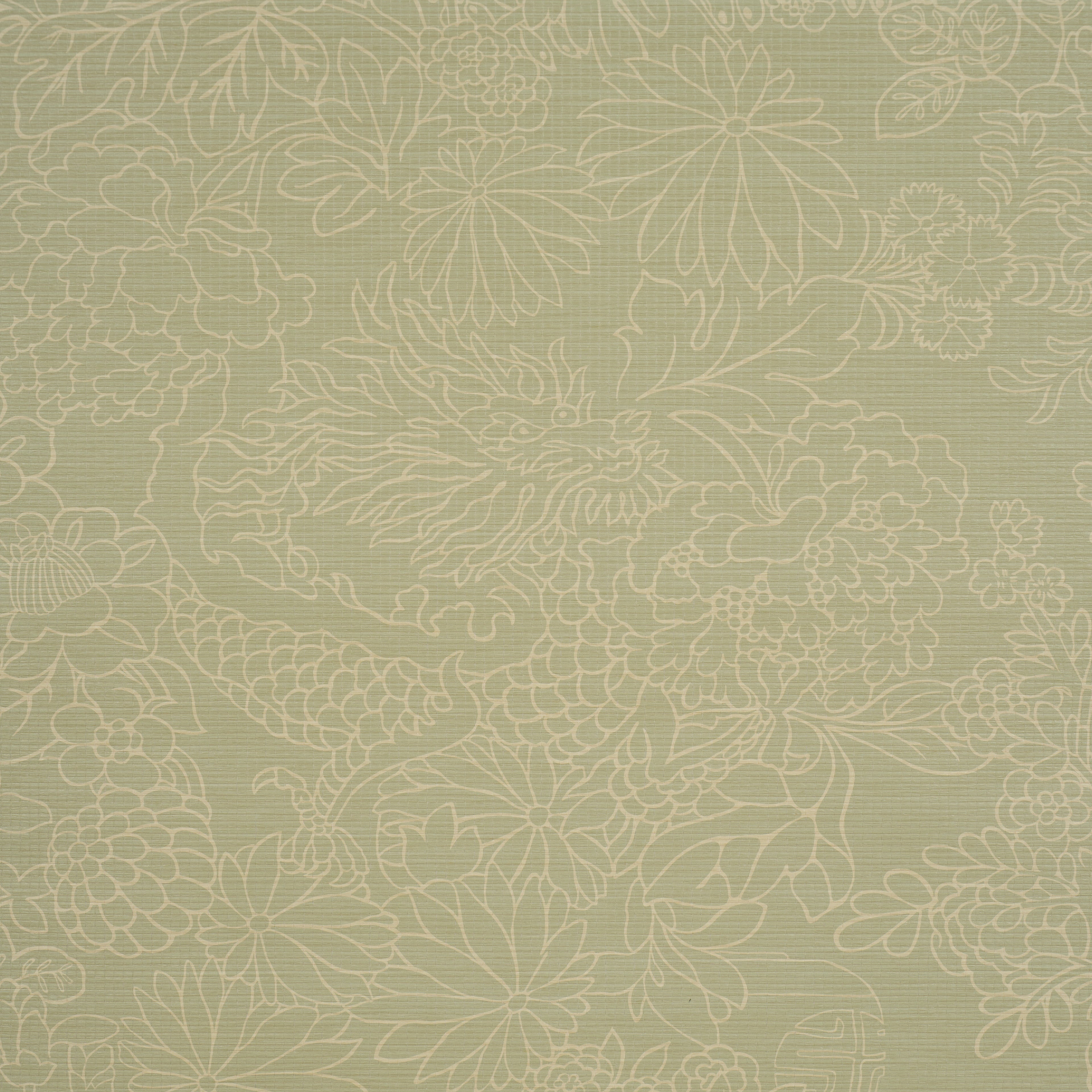 Chiang Mai Dragon Silhouette Raffia Wallpaper in sage color - pattern number 5017621 - by Schumacher in the Atelier Paris collection