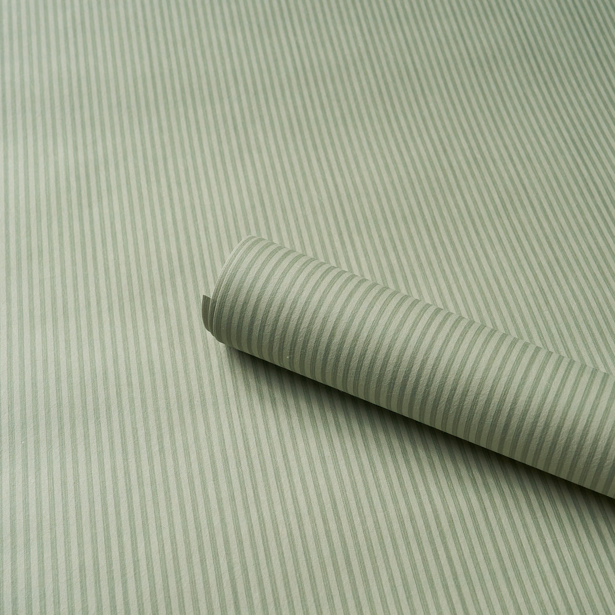 Edwin Stripe Narrow Wallpaper in sage color - pattern number 5017630 - by Schumacher in the Atelier Paris collection