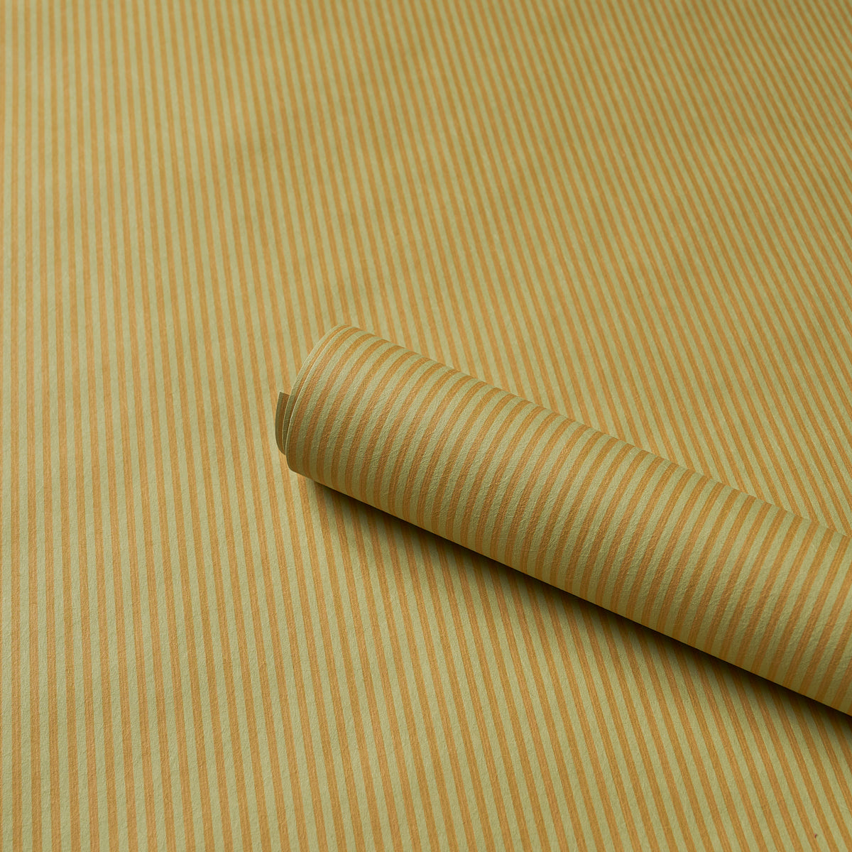 Edwin Stripe Narrow Wallpaper in lemon sage color - pattern number 5017631 - by Schumacher in the Atelier Paris collection
