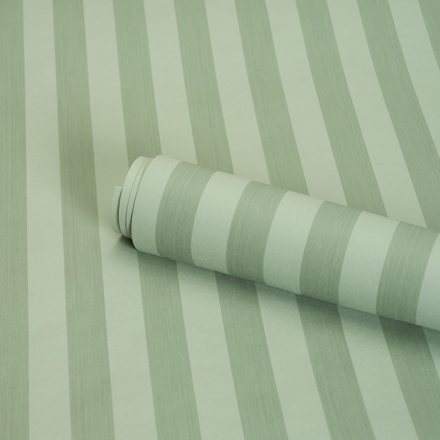 Edwin Stripe Medium Wallpaper in sage color - pattern number 5017640 - by Schumacher in the Atelier Paris collection