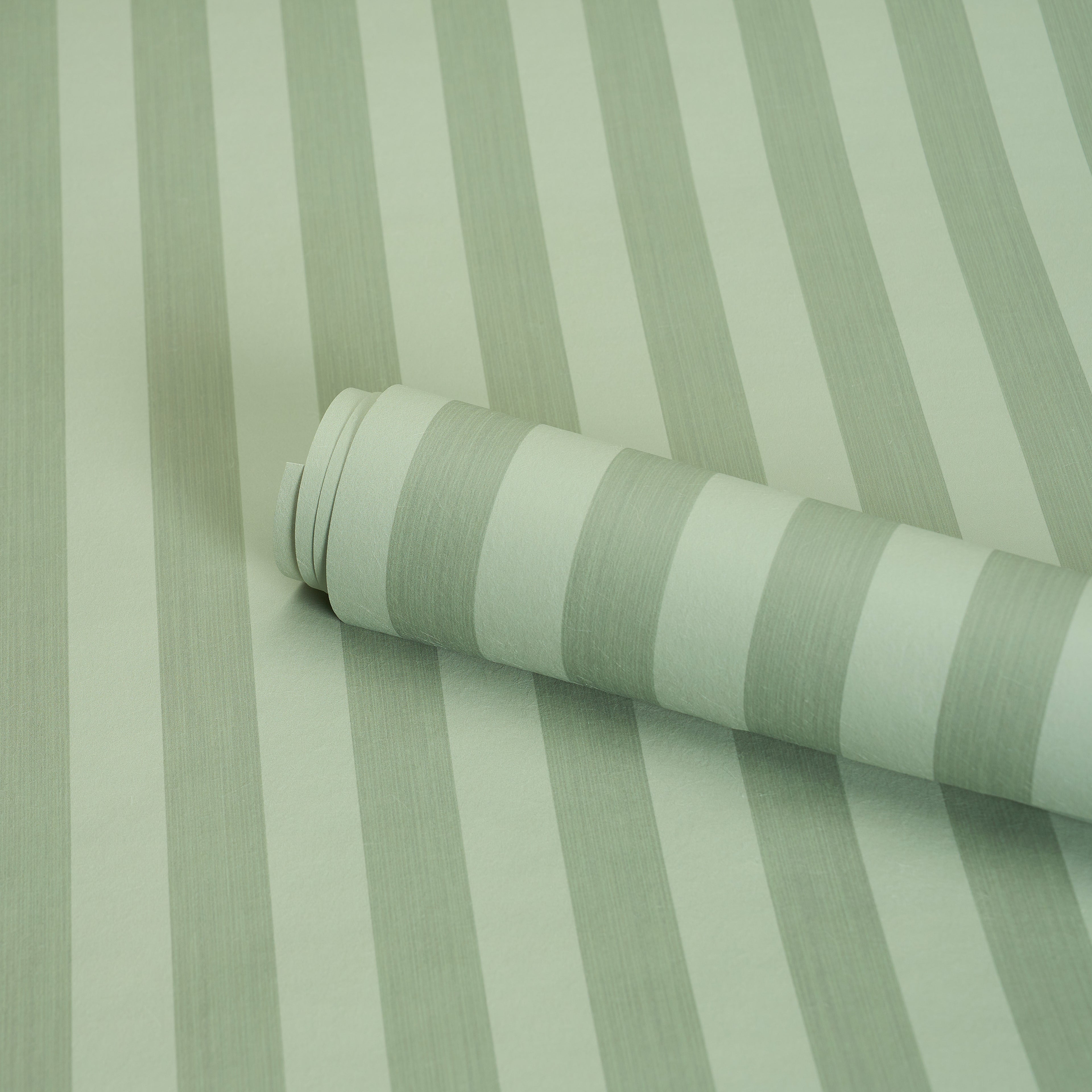 Edwin Stripe Medium Wallpaper in sage color - pattern number 5017640 - by Schumacher in the Atelier Paris collection