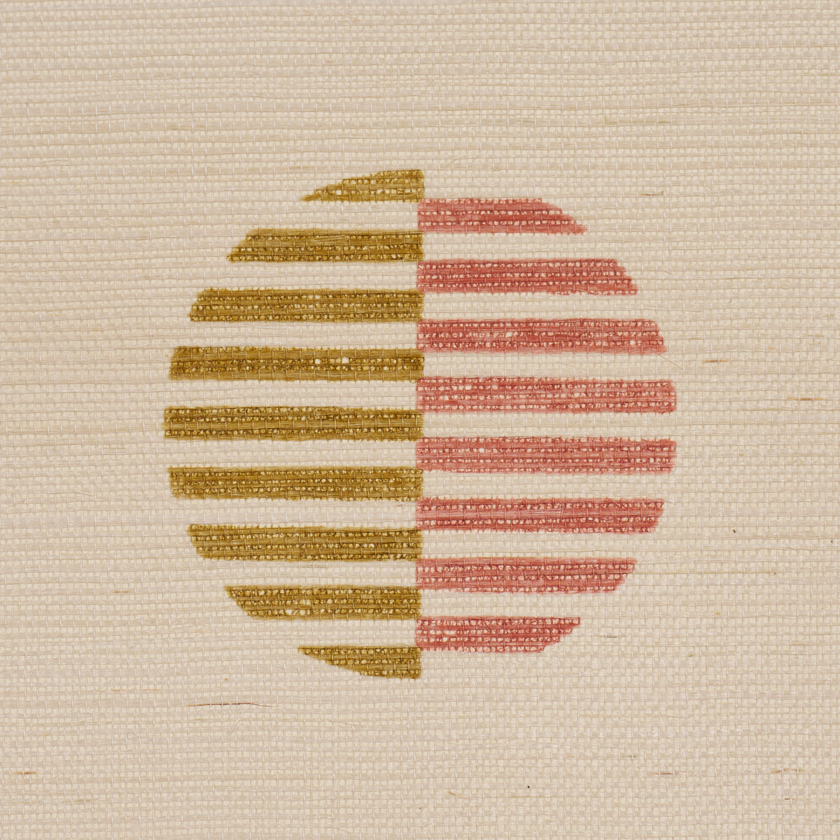 Ando Hand Blocked Sisal Wallpaper in rust and ochre color - pattern number 5017701 - by Schumacher in the Perennial Favorites collection
