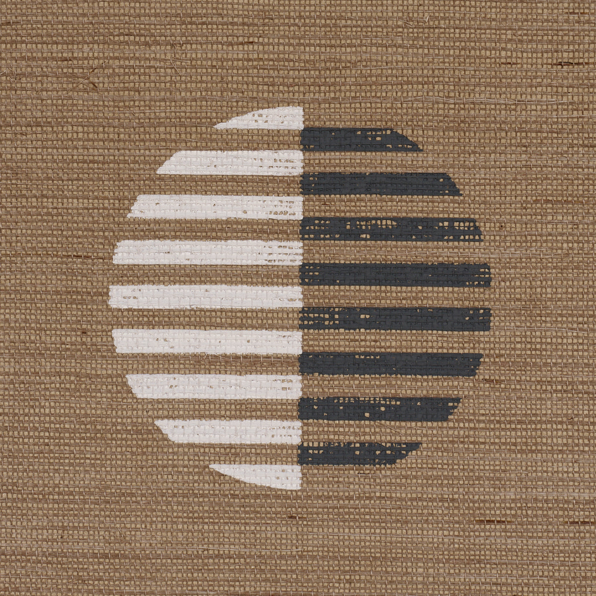 Ando Hand Blocked Sisal Wallpaper in ivory and charcoal on natural color - pattern number 5017702 - by Schumacher in the Perennial Favorites collection