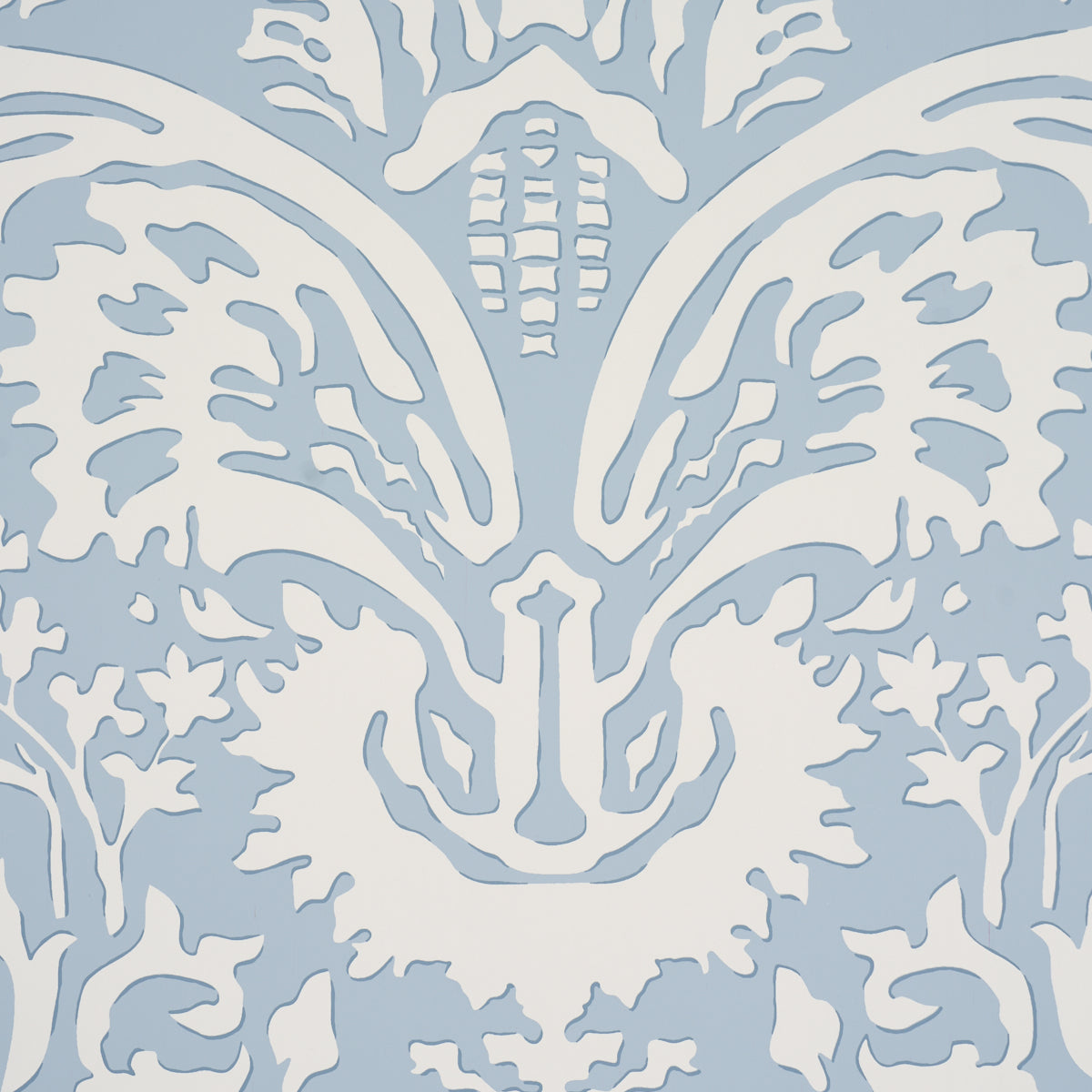 Suffolk Damask Wallpaper in blue color - pattern number 5017721 - by Schumacher in the Veere Grenney collection