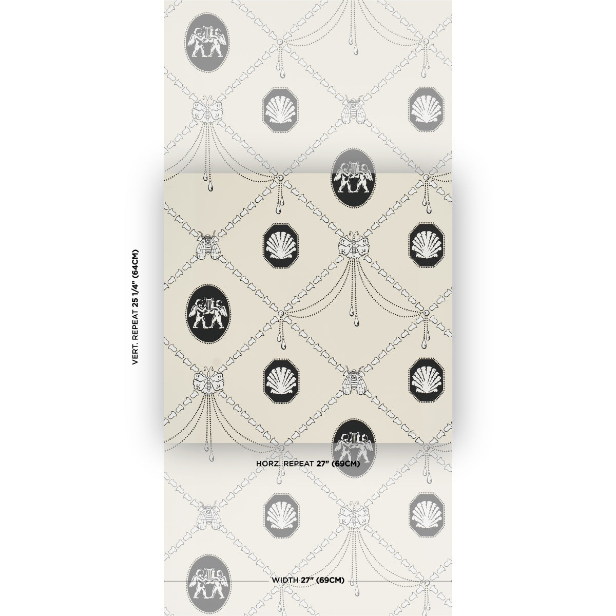 Edith Wallpaper in black and ivory color - pattern number 5017840 - by Schumacher in the Backdrop I collection