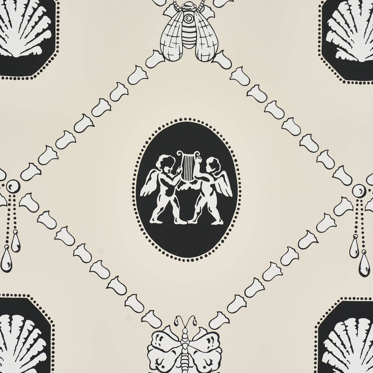 Edith Wallpaper in black and ivory color - pattern number 5017840 - by Schumacher in the Backdrop I collection