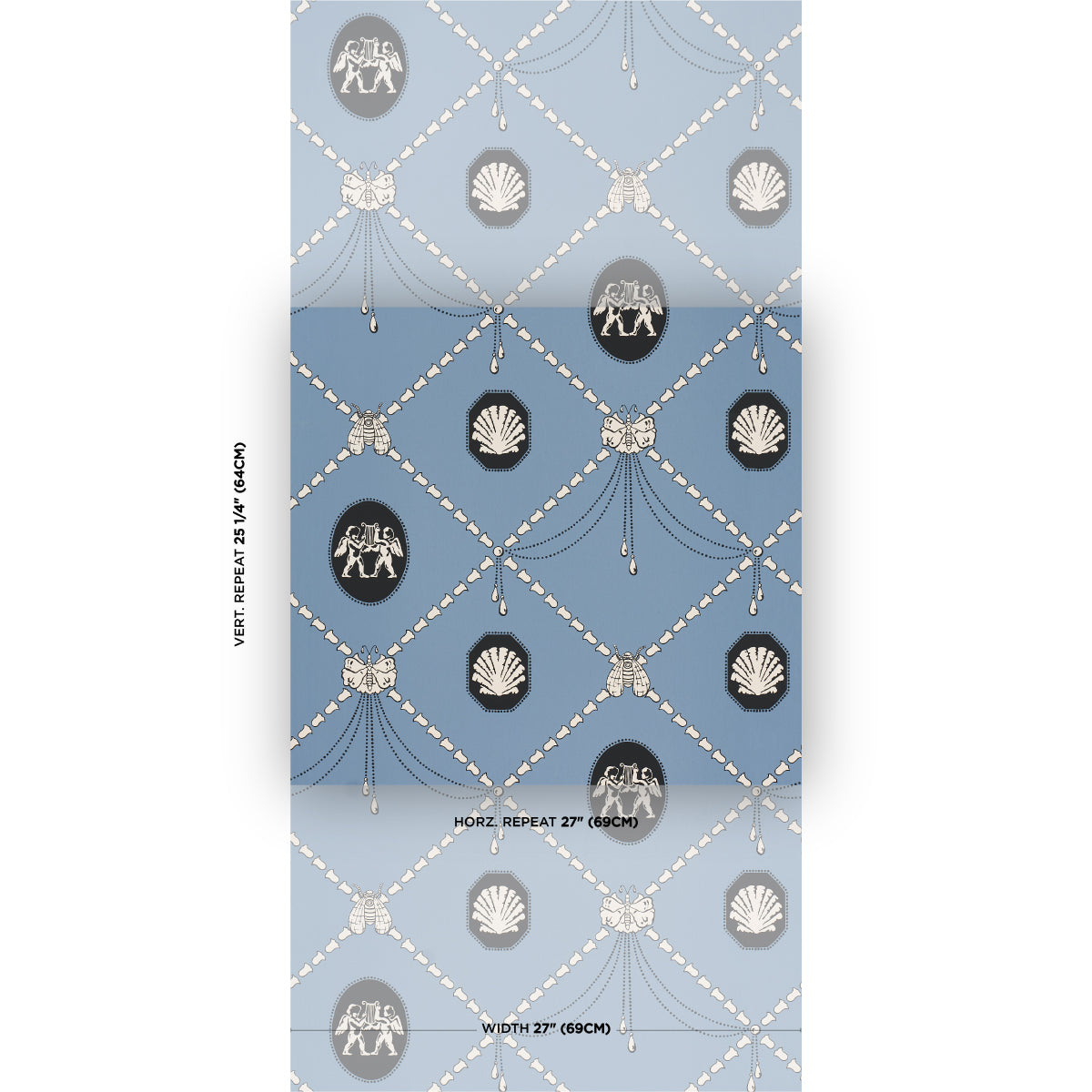 Edith Wallpaper in blue color - pattern number 5017841 - by Schumacher in the Backdrop I collection