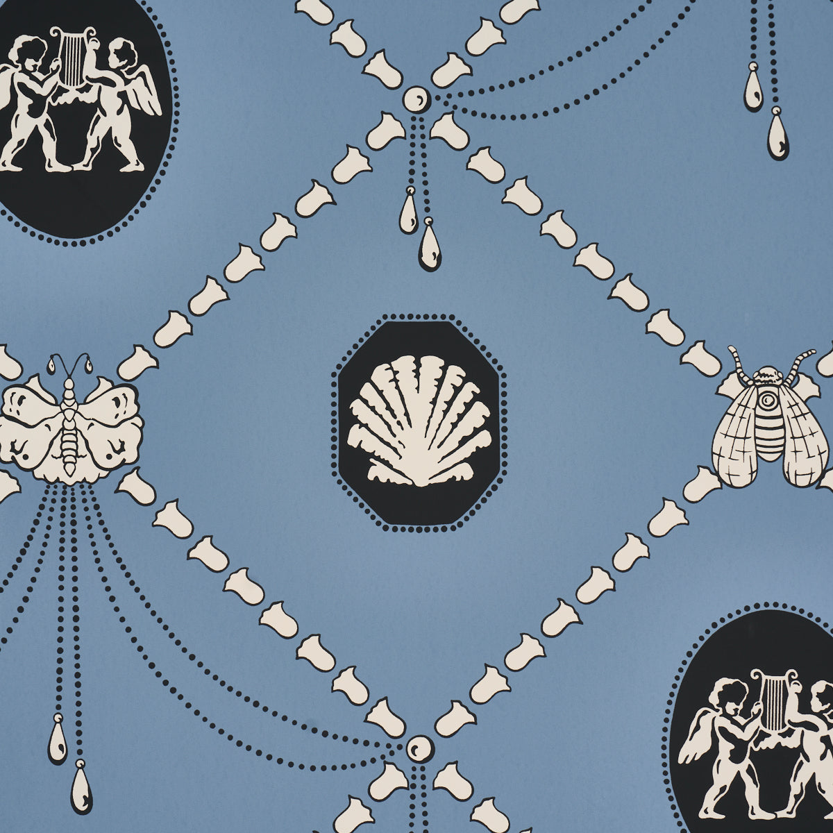 Edith Wallpaper in blue color - pattern number 5017841 - by Schumacher in the Backdrop I collection