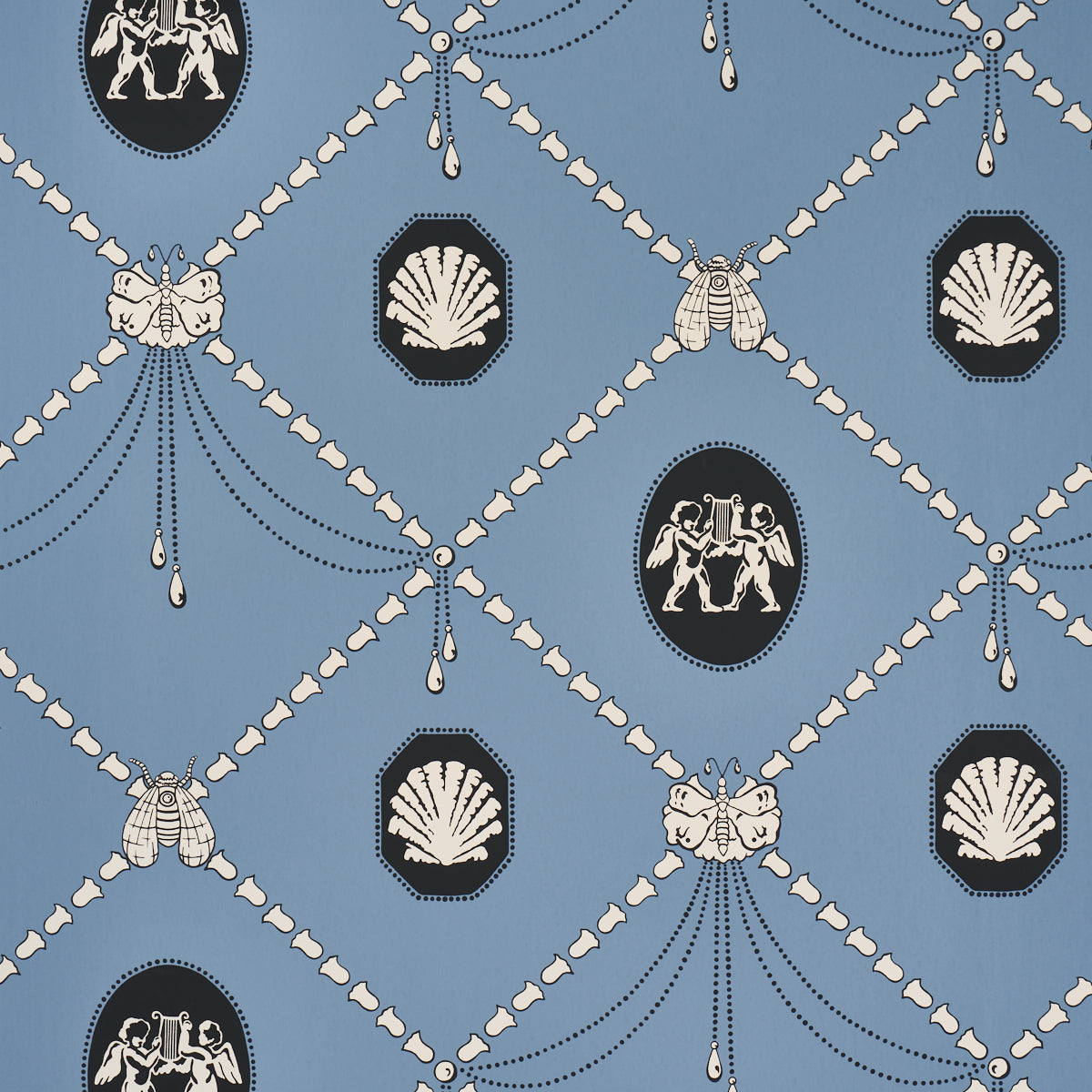 Edith Wallpaper in blue color - pattern number 5017841 - by Schumacher in the Backdrop I collection