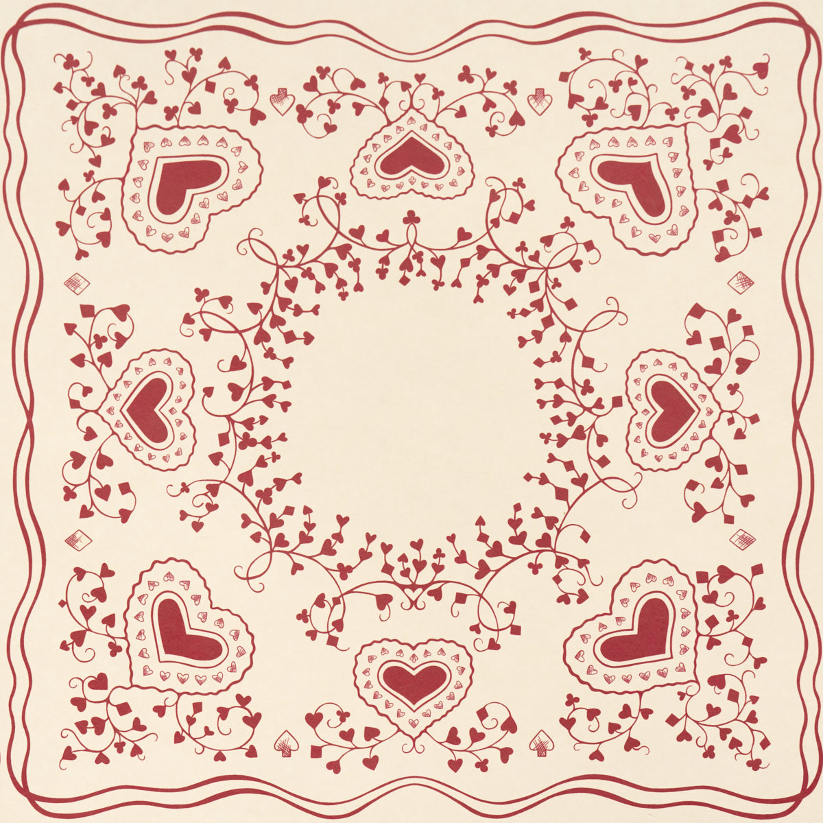 Garden Of Hearts Wallpaper in red color - pattern number 5017861 - by Schumacher in the Backdrop I collection