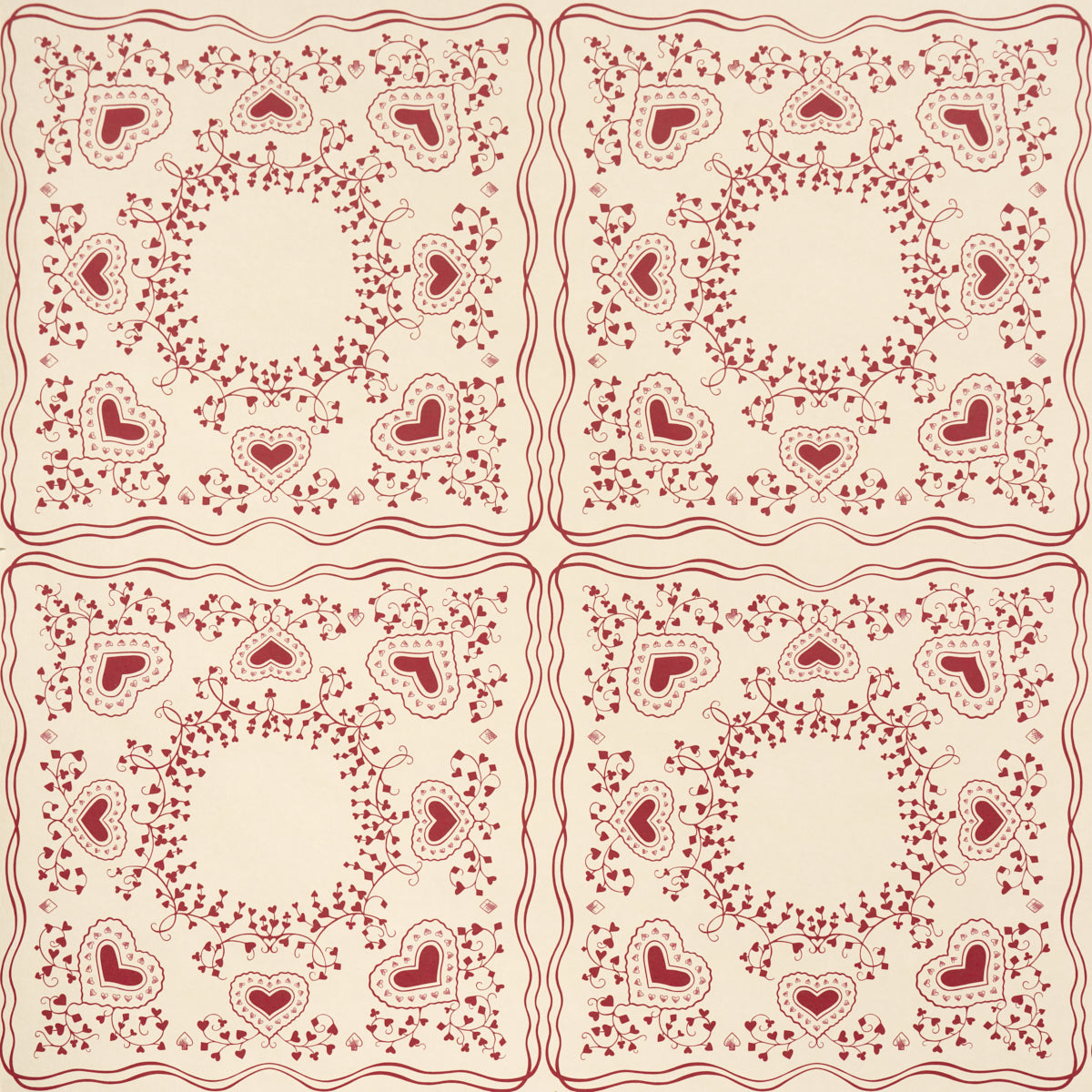 Garden Of Hearts Wallpaper in red color - pattern number 5017861 - by Schumacher in the Backdrop I collection