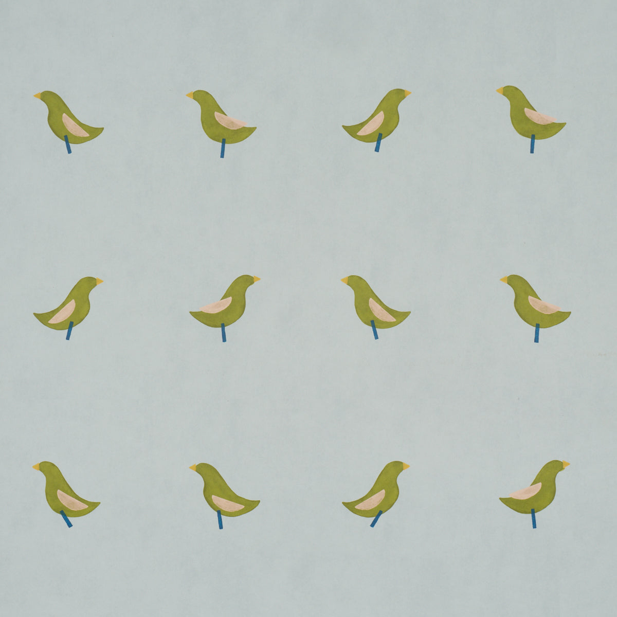 Birds Print Wallpaper in green on sky color - pattern number 5017891 - by Schumacher in the Perennial Favorites collection