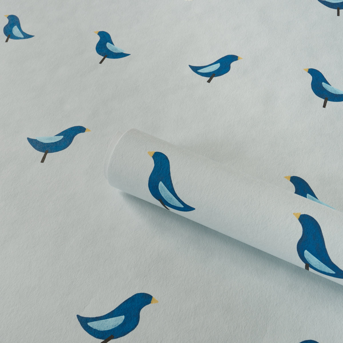 Birds Print Wallpaper in navy on sky color - pattern number 5017892 - by Schumacher in the Perennial Favorites collection