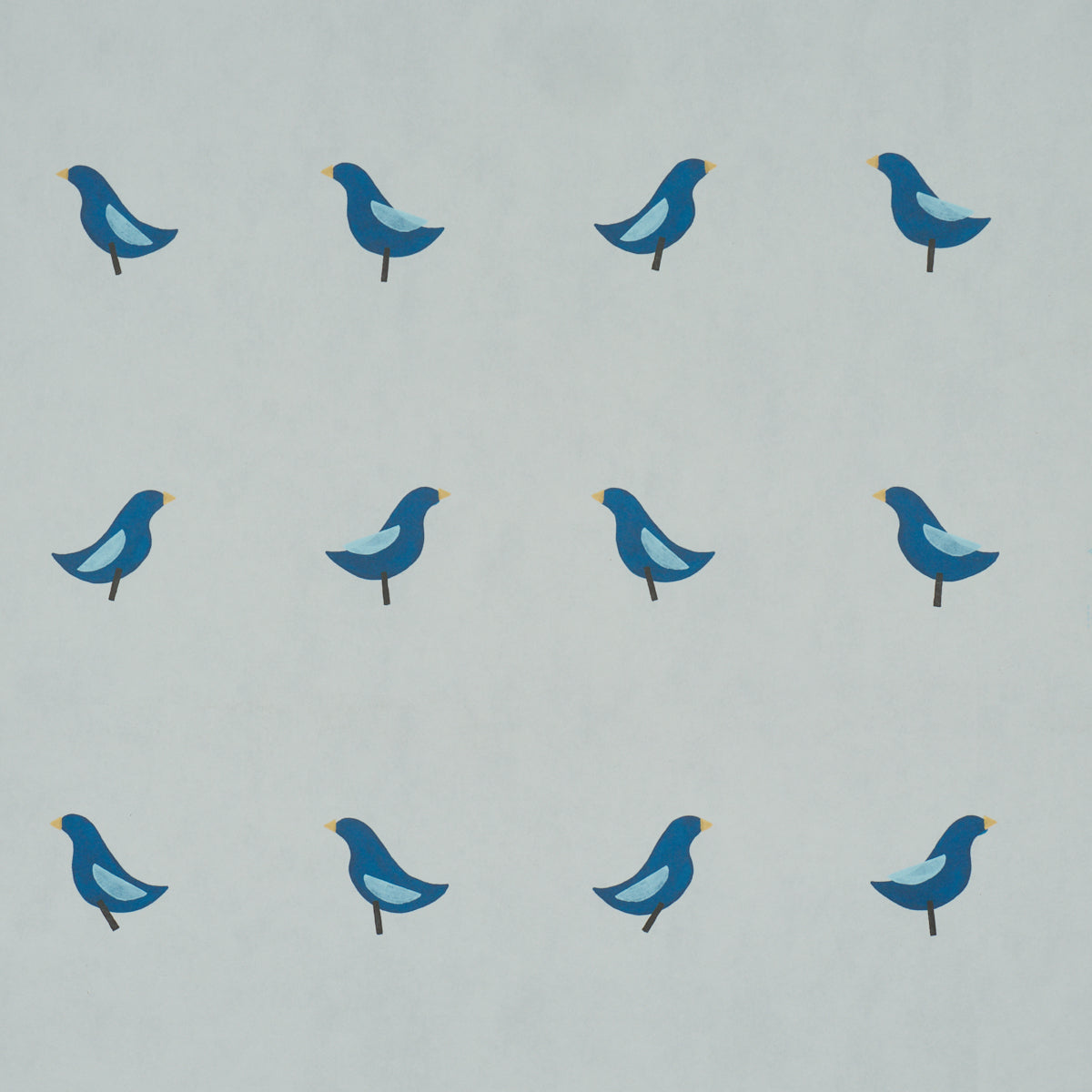 Birds Print Wallpaper in navy on sky color - pattern number 5017892 - by Schumacher in the Perennial Favorites collection