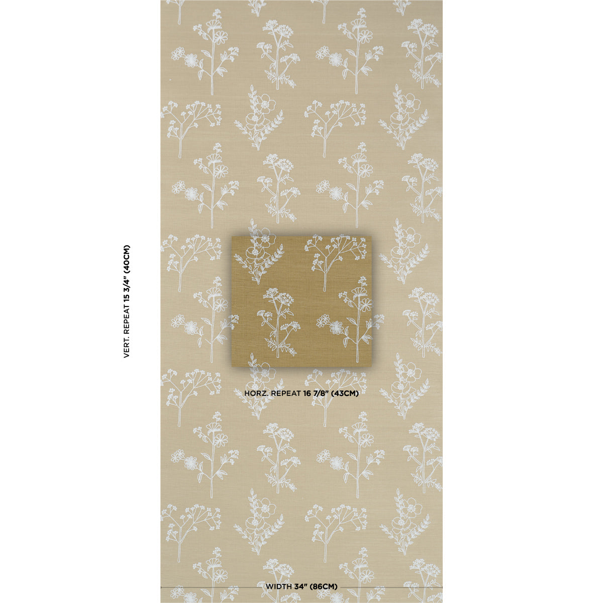 Lisbeth Embroidered Sisal Wallpaper in olive color - pattern number 5017910 - by Schumacher in the Perennial Favorites collection
