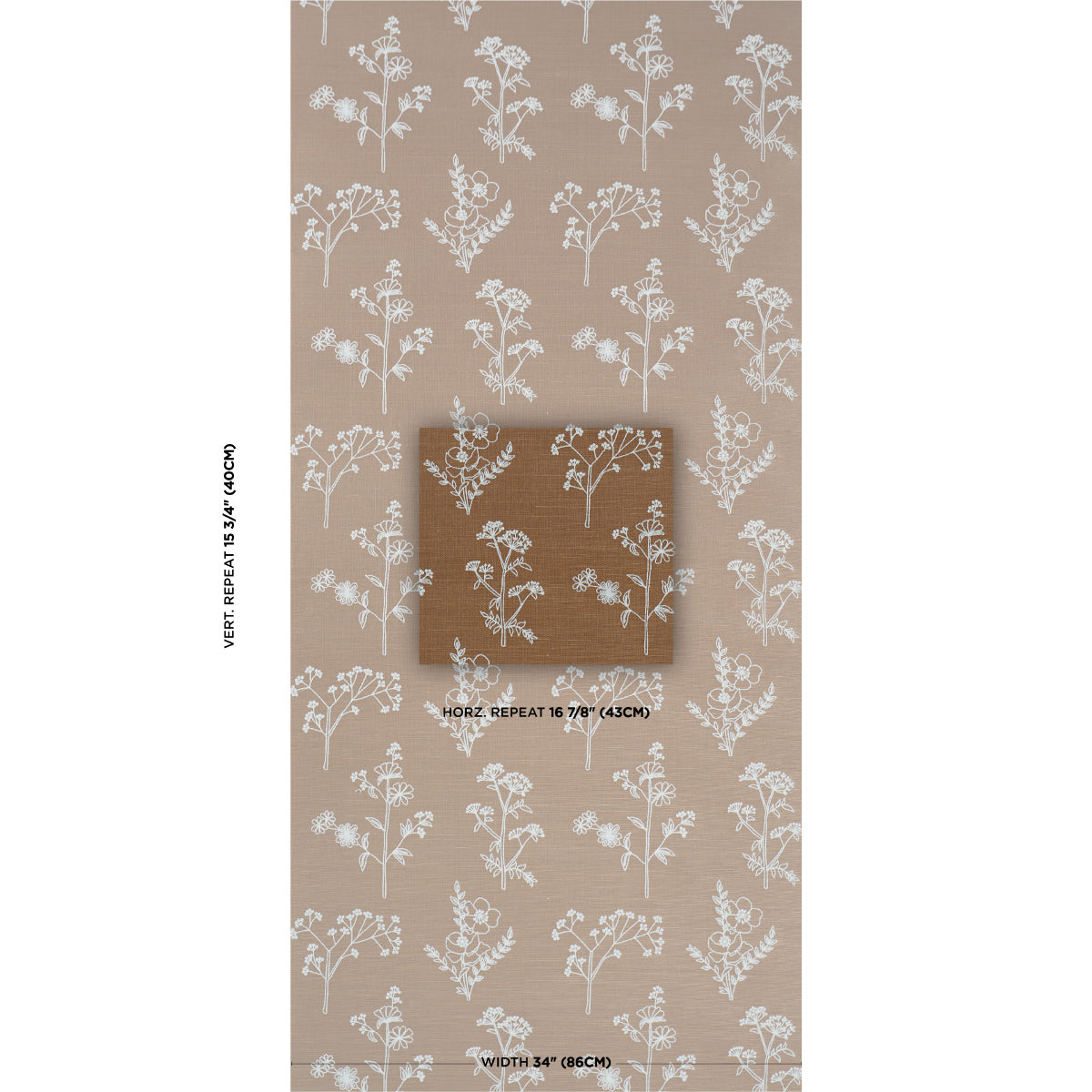 Lisbeth Embroidered Sisal Wallpaper in brown color - pattern number 5017911 - by Schumacher in the Perennial Favorites collection