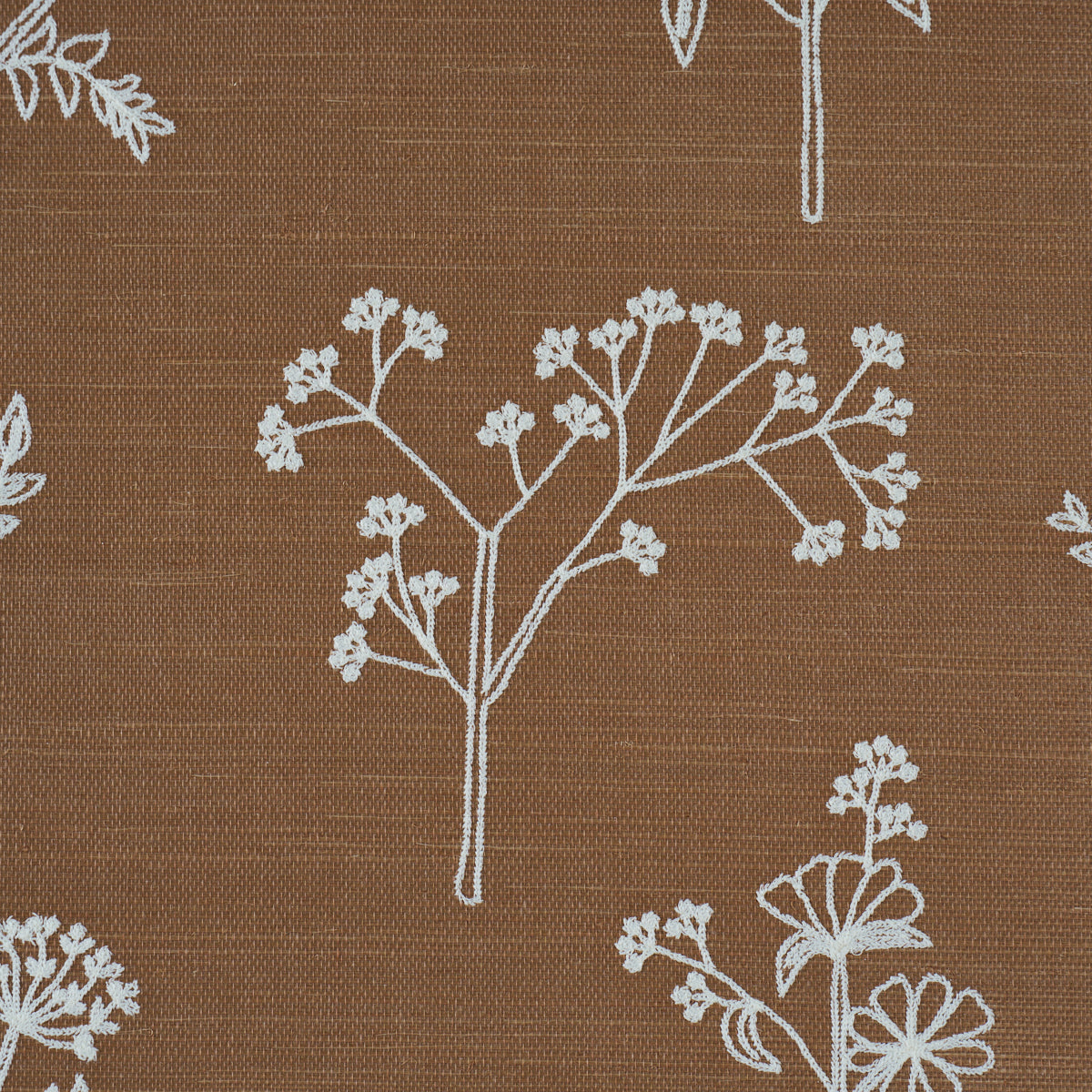 Lisbeth Embroidered Sisal Wallpaper in brown color - pattern number 5017911 - by Schumacher in the Perennial Favorites collection