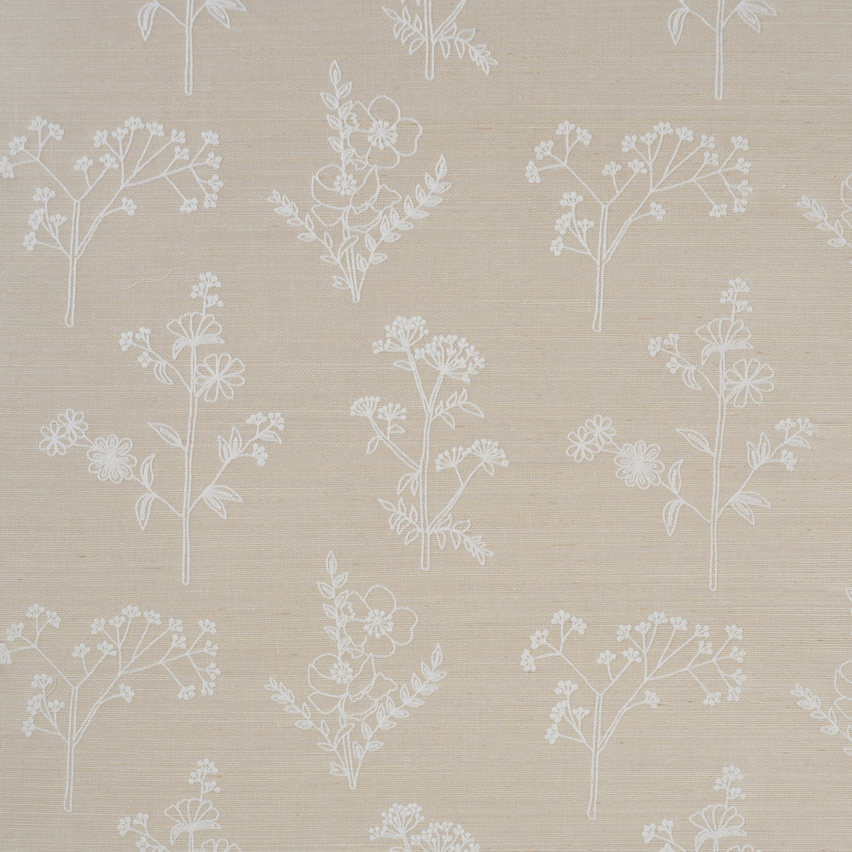 Lisbeth Embroidered Sisal Wallpaper in pearl color - pattern number 5017912 - by Schumacher in the Perennial Favorites collection