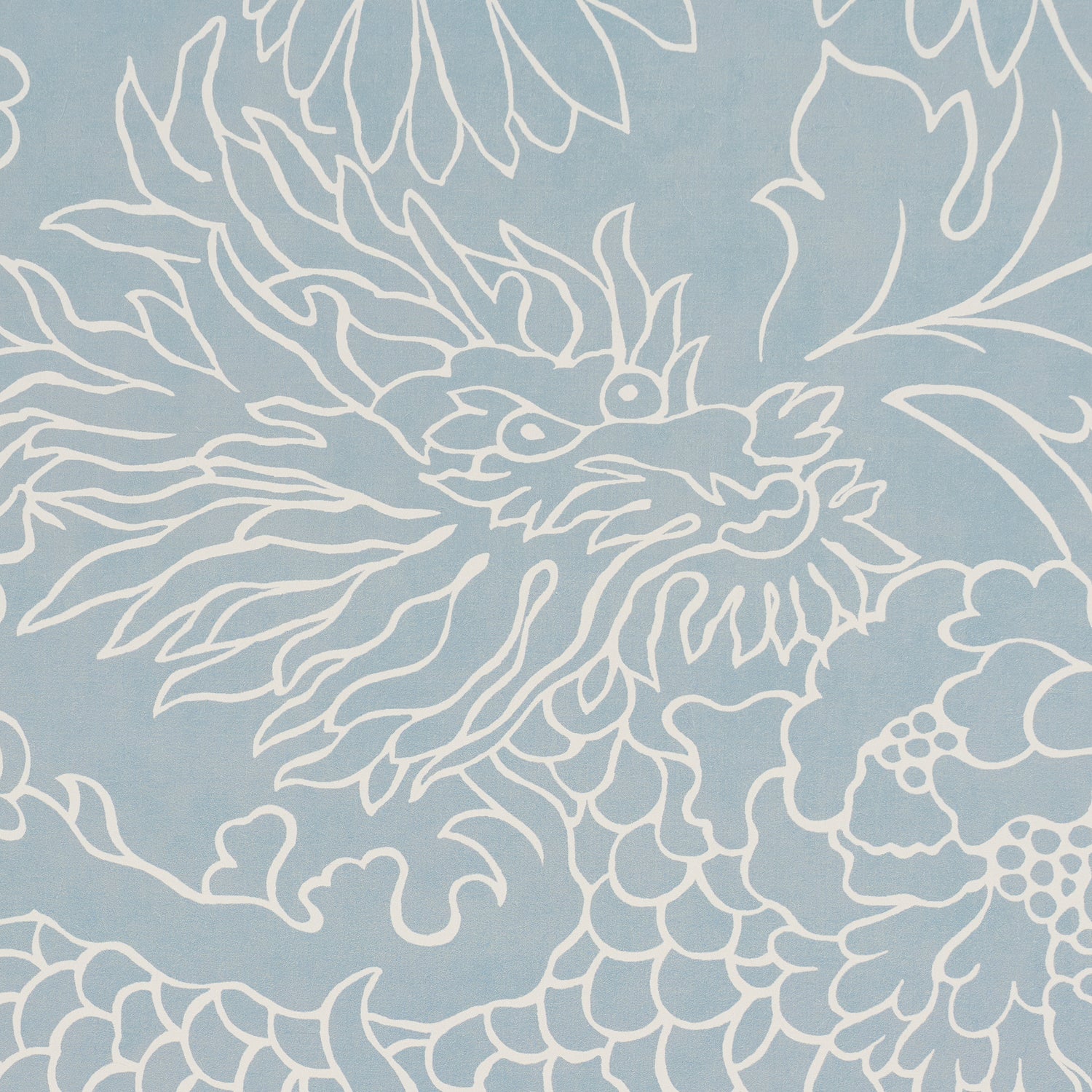 Chiang Mai Dragon Silhouette Wallpaper in ciel de provence color - pattern number 5017920 - by Schumacher in the Atelier Paris collection