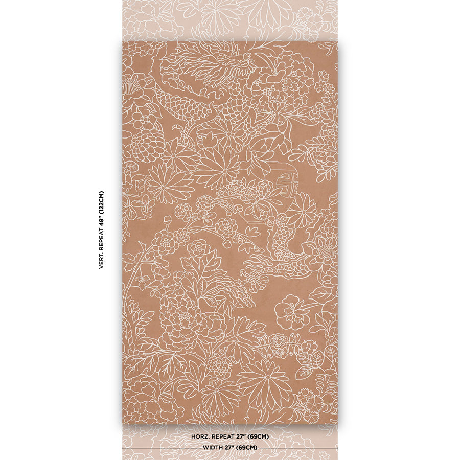 Chiang Mai Dragon Silhouette Wallpaper in mediterranean spice color - pattern number 5017921 - by Schumacher in the Atelier Paris collection