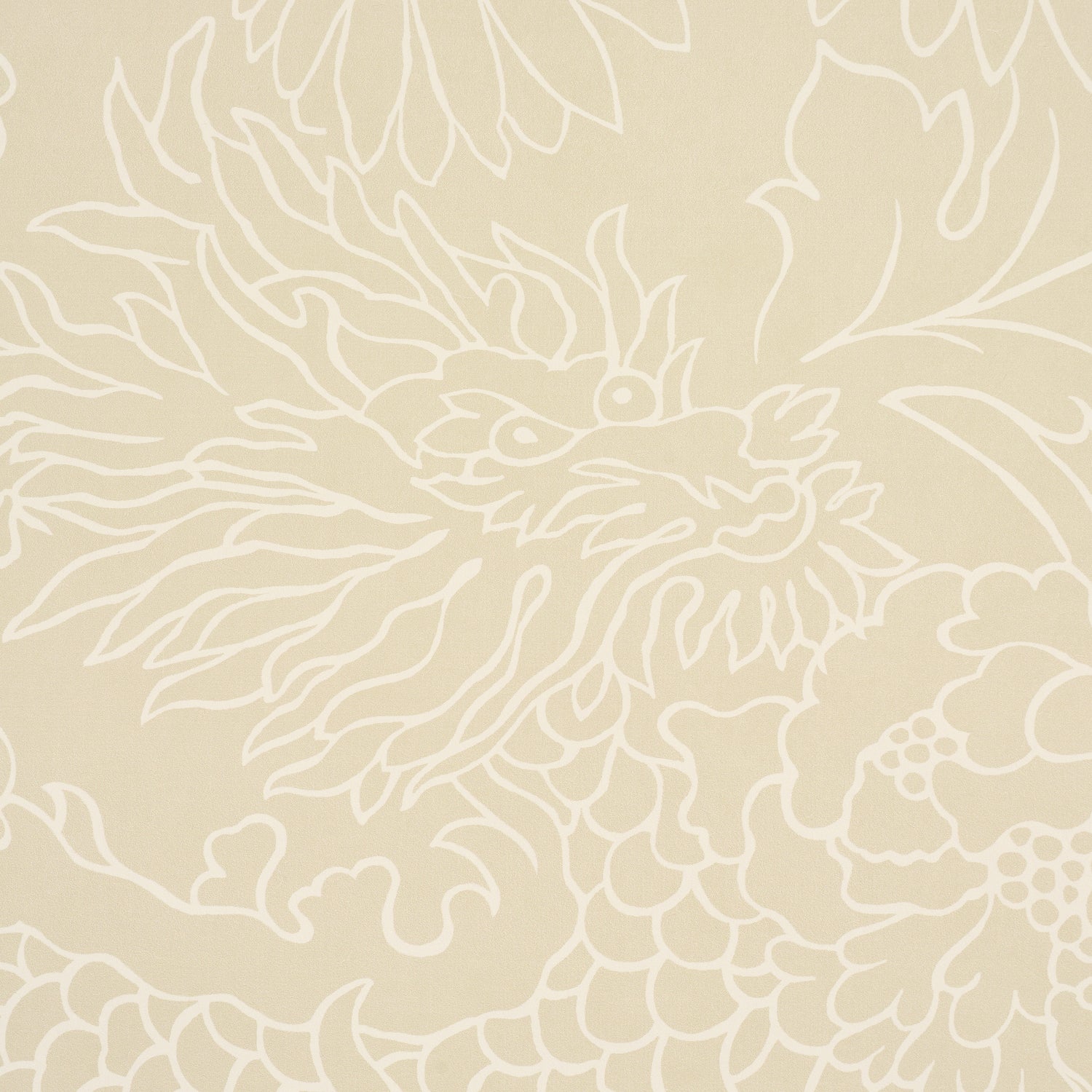 Chiang Mai Dragon Silhouette Wallpaper in mistral sand color - pattern number 5017922 - by Schumacher in the Atelier Paris collection