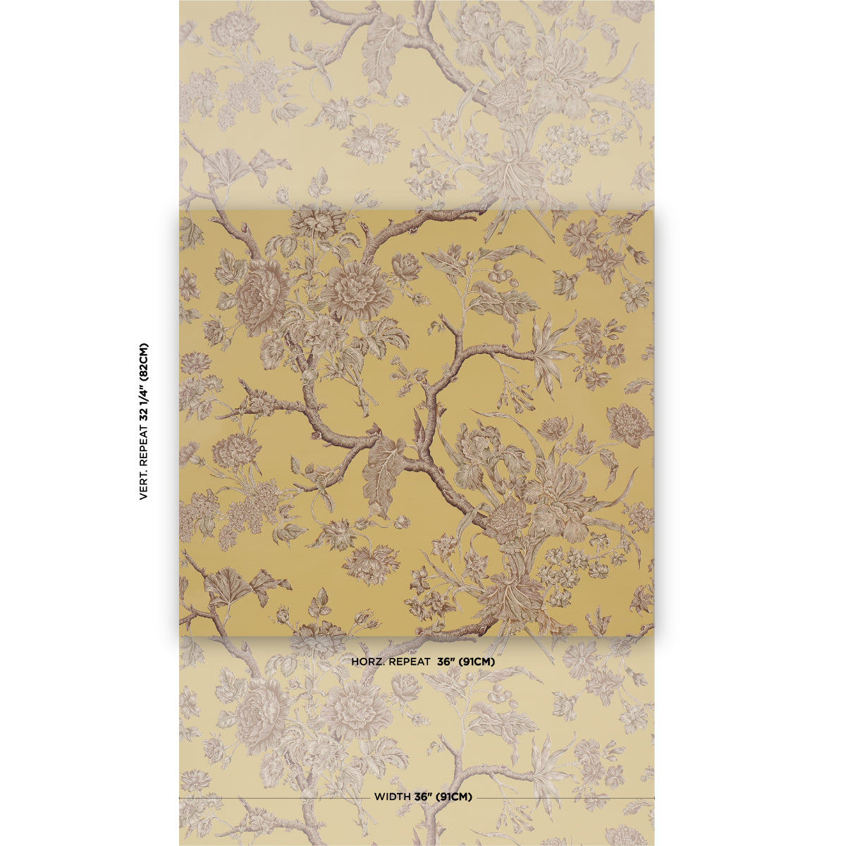 Inverness Garden Wallpaper in buttercup color - pattern number 5017971 - by Schumacher in the A Country Life collection