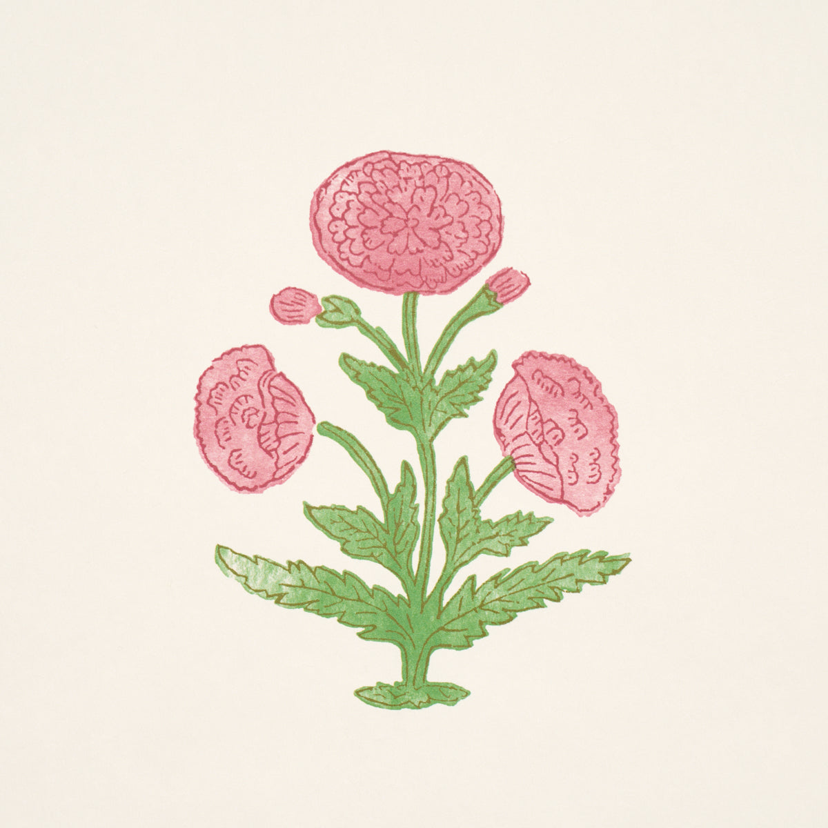 Poppy Print Wallpaper in rose and grass color - pattern number 5017980 - by Schumacher in the Perennial Favorites collection